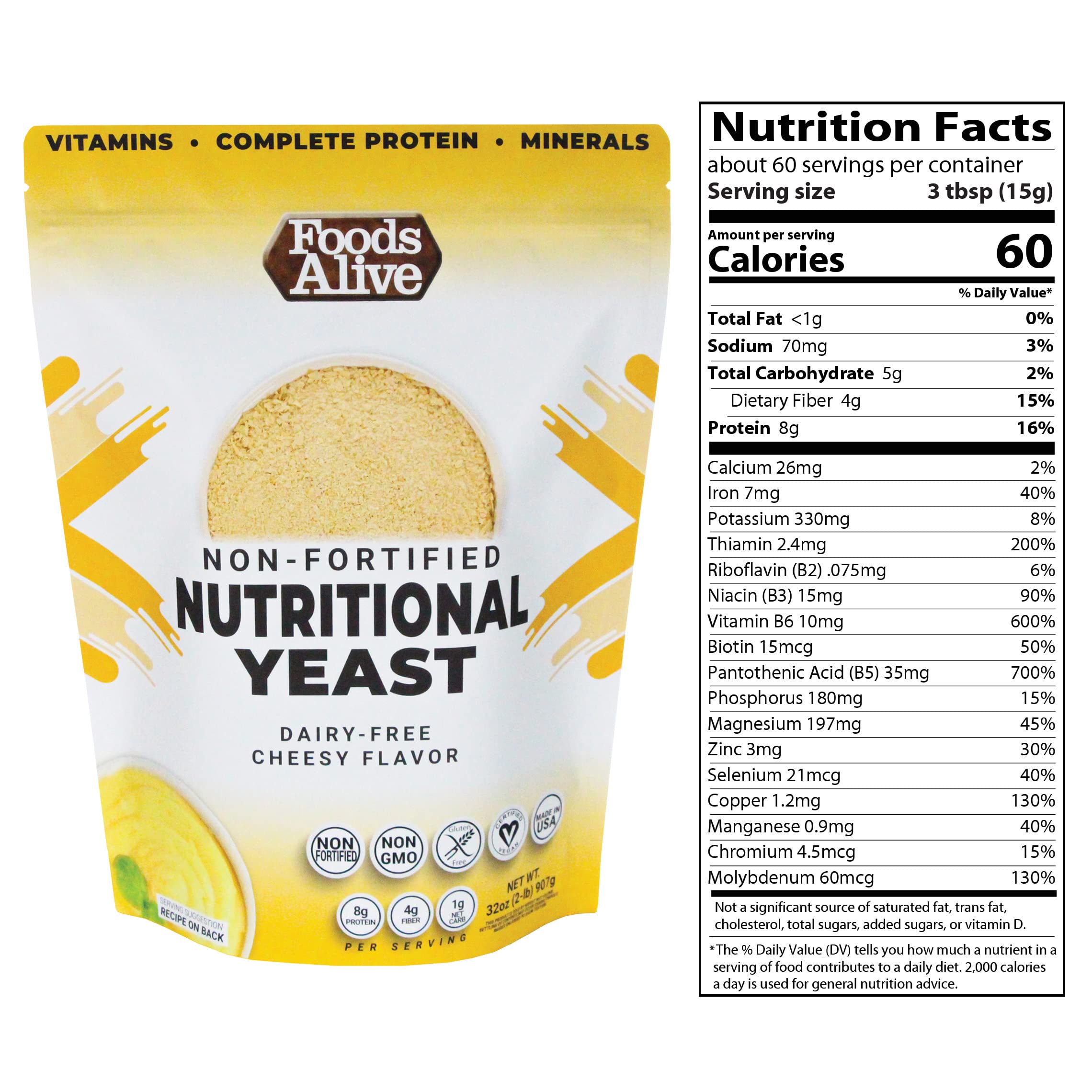 Buy Foods Alive Nutritional Yeast Flakes (Bulk 2lbs) NonFortified