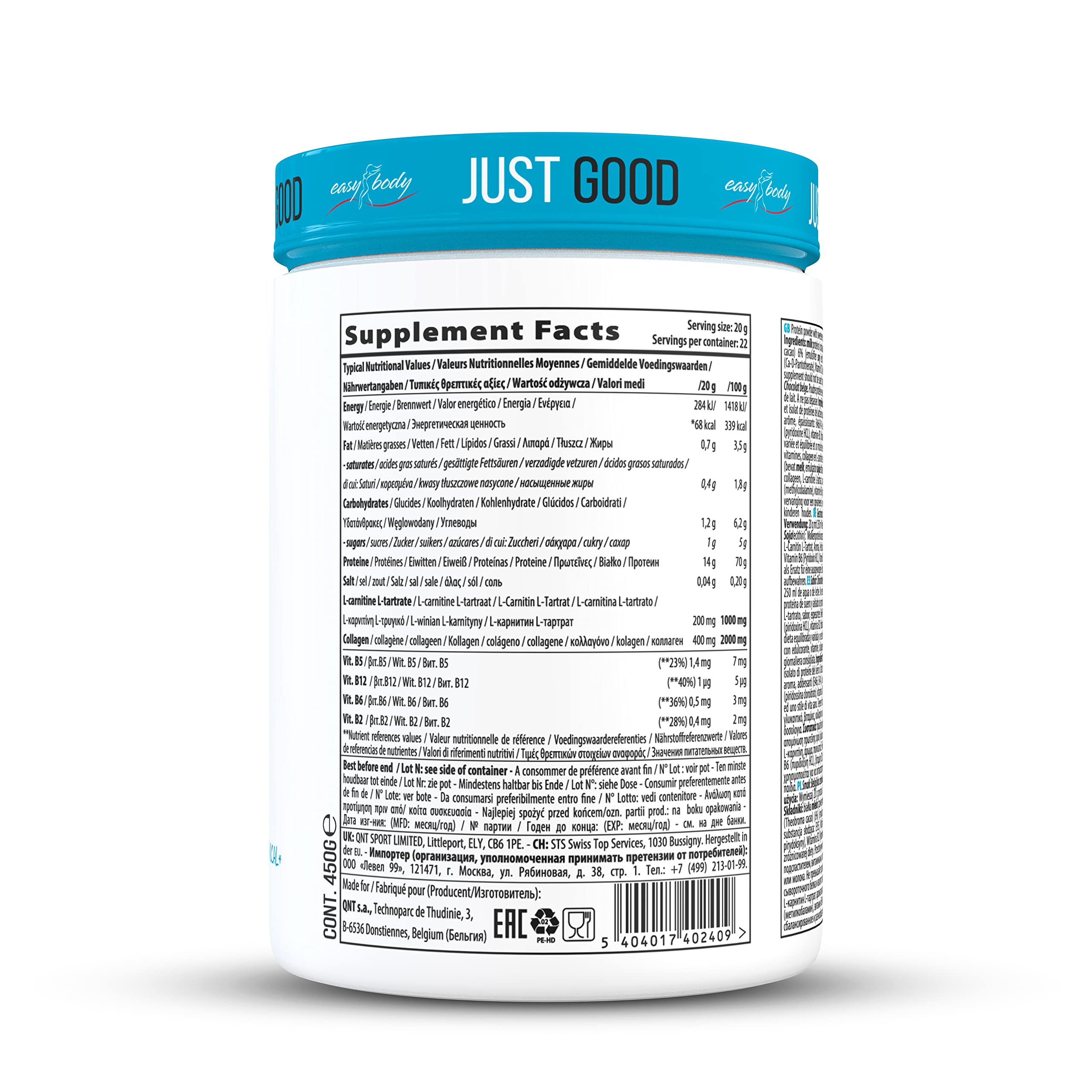QNT Skinny Protein (440g) Chocolat belge - Protéines - Mélange de protéines de lactosérum