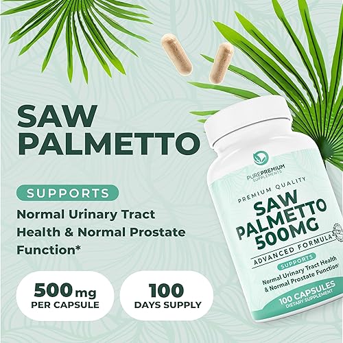 Miniatura 2 de Saw Palmetto Premium 500 mg para hombres y mujeres  Extracto de palma enana americana de máxima fuerza y suplemento en cápsulas en polvo  Apoya el