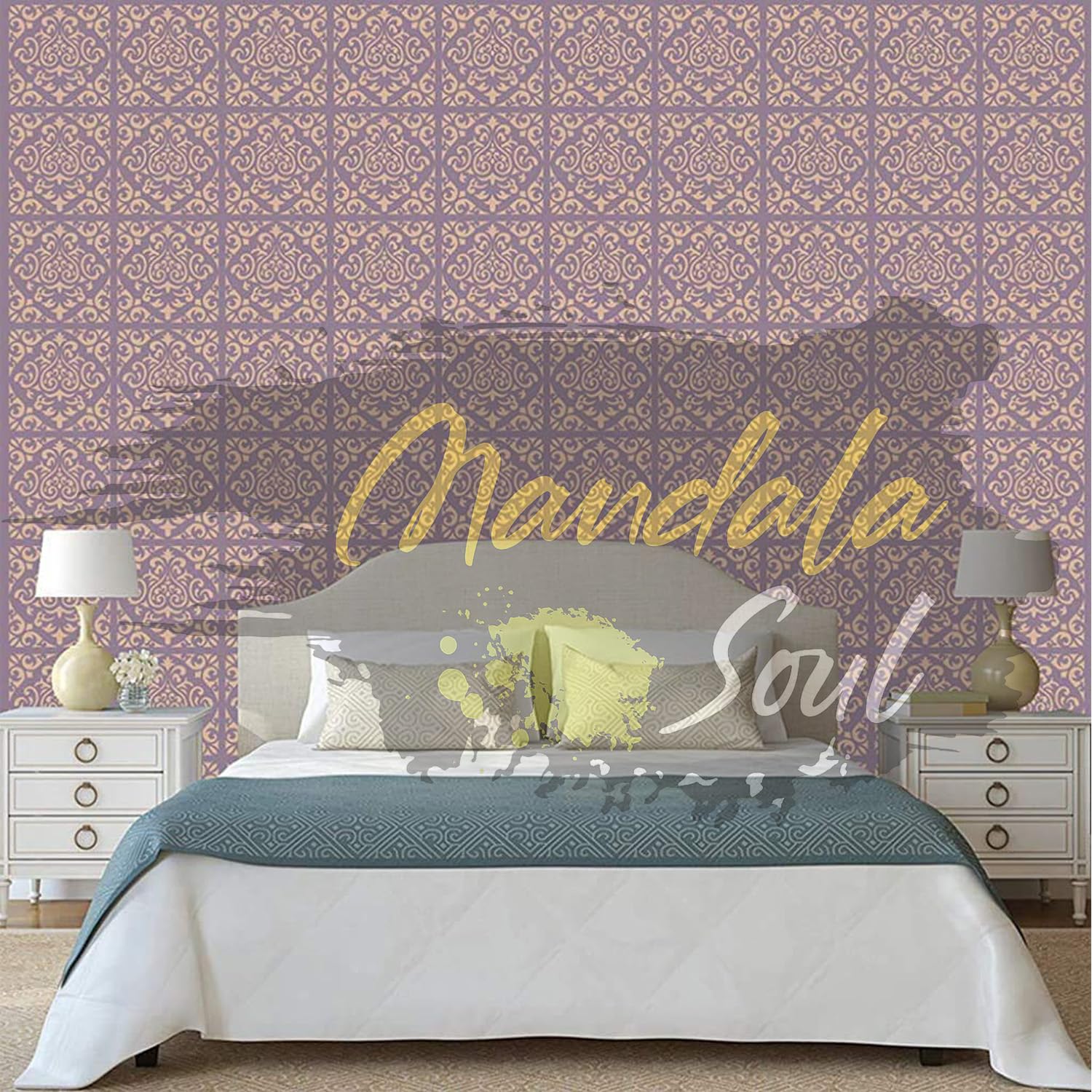 Mandala soul 16 Pcs Stencil Border, Reusable Painting Template for Home Decor, Crafting, DIY Albums and Printing,Art Scrapbook, Cake, Wall, Tile, Fabric 2