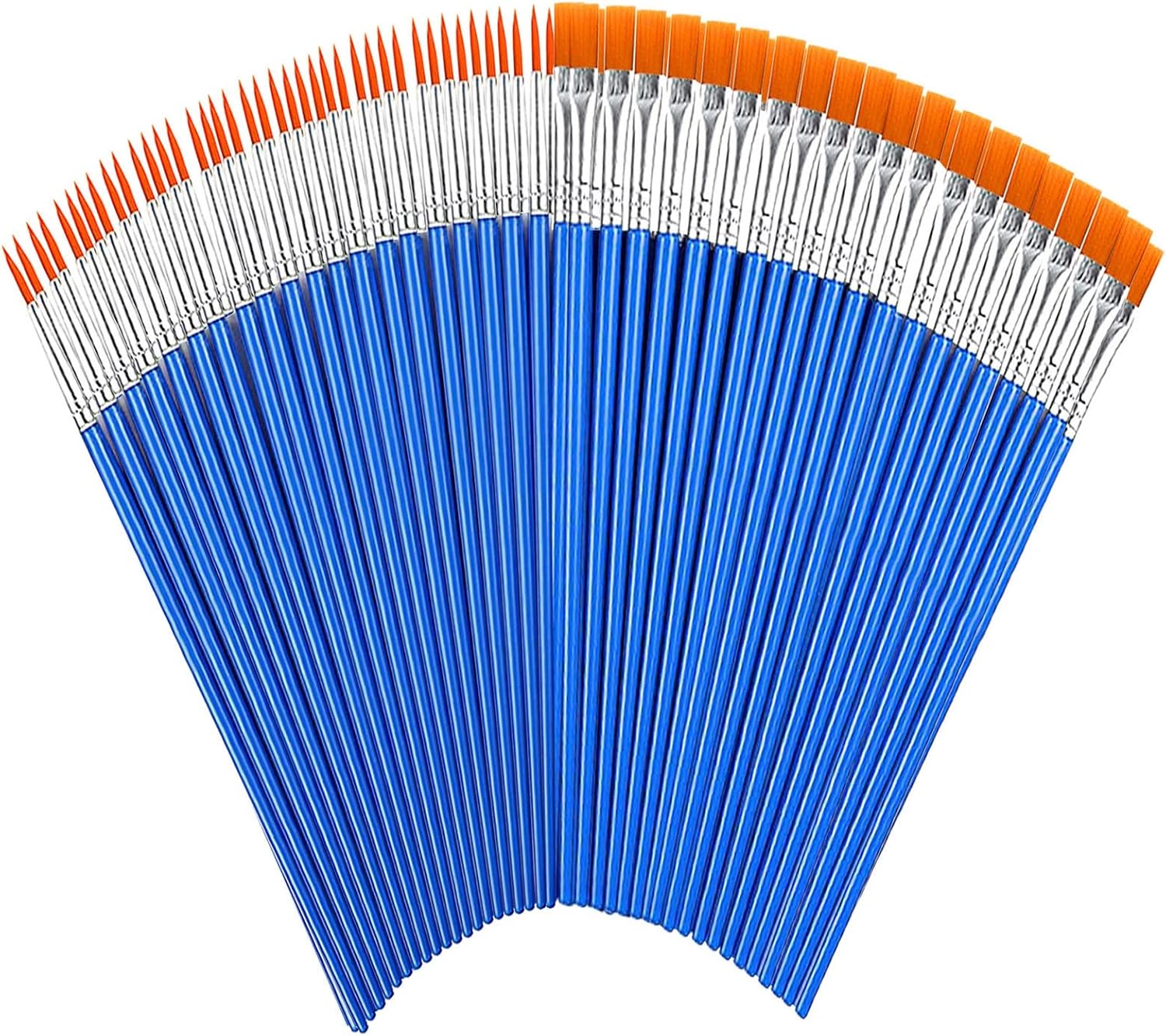 JINDUODUO 150 Pcs Paint Brushes, Flat Round Small Brush Bulk for Detail Painting