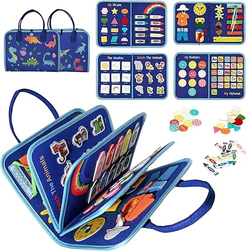 Miniatura 1 de Tabla de actividades para niños pequeños, libro ocupado para niños en edad preescolar de 1, 2, 3, 4 años, tabla sensorial para habilidades de viaje