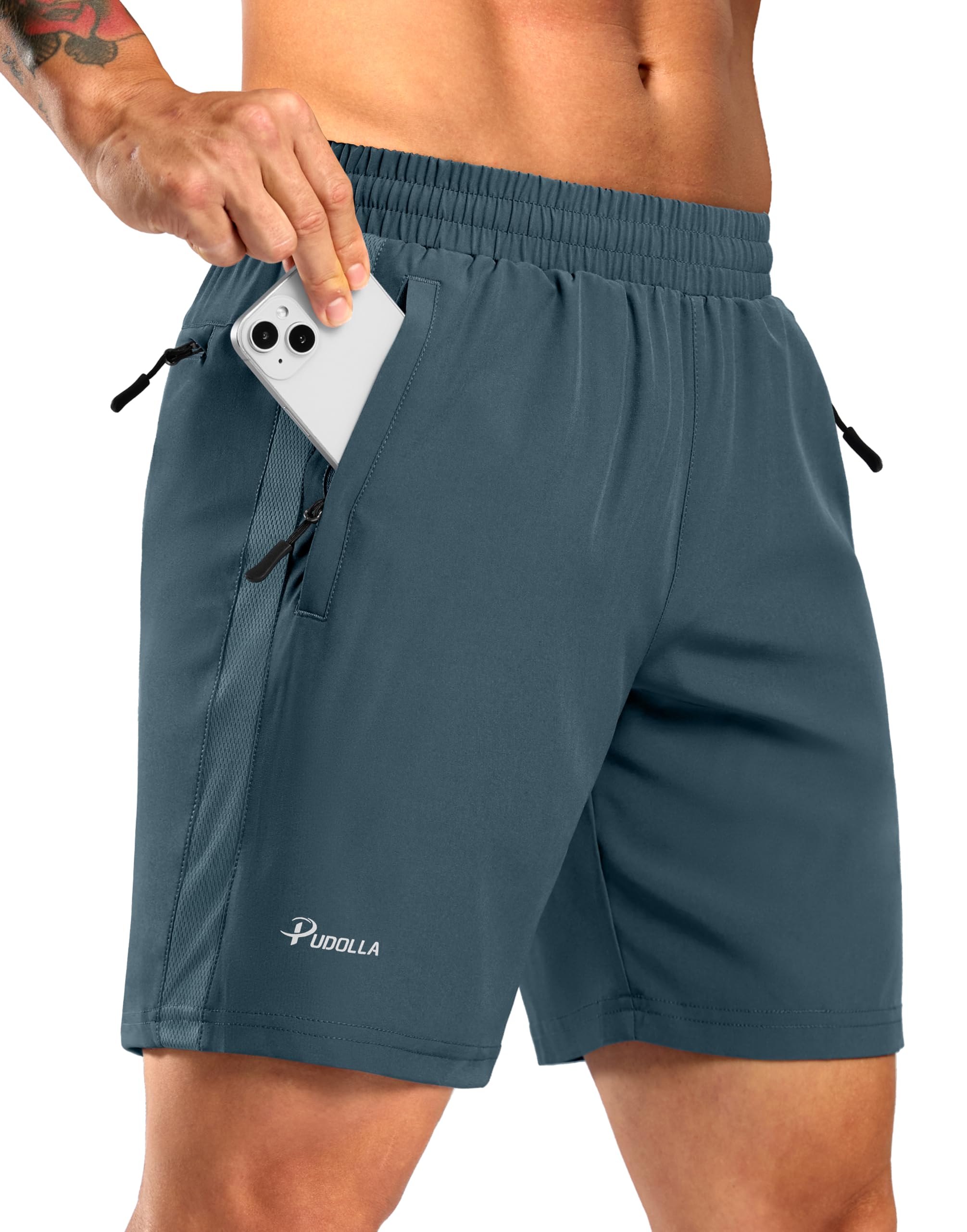 Pudolla Men's Running Athletic Shorts with 3 Zipper Pockets Lightweight Quick Dry for Casual Workouts and Hiking  
Pudol 