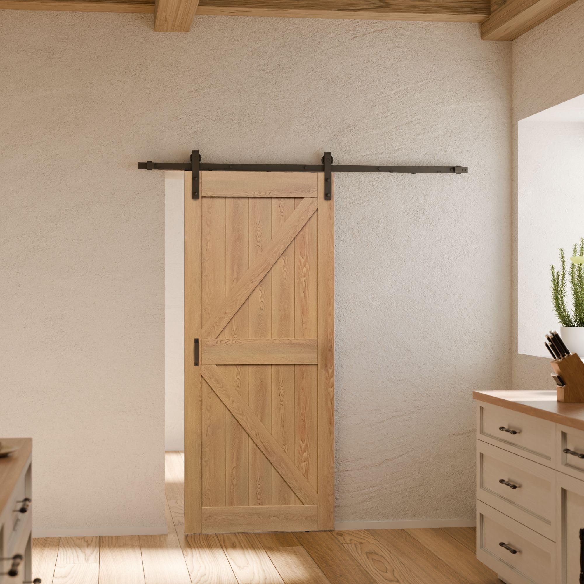 Schulte porte coulissante pleine intérieure bois 90x215 grange chène noir
