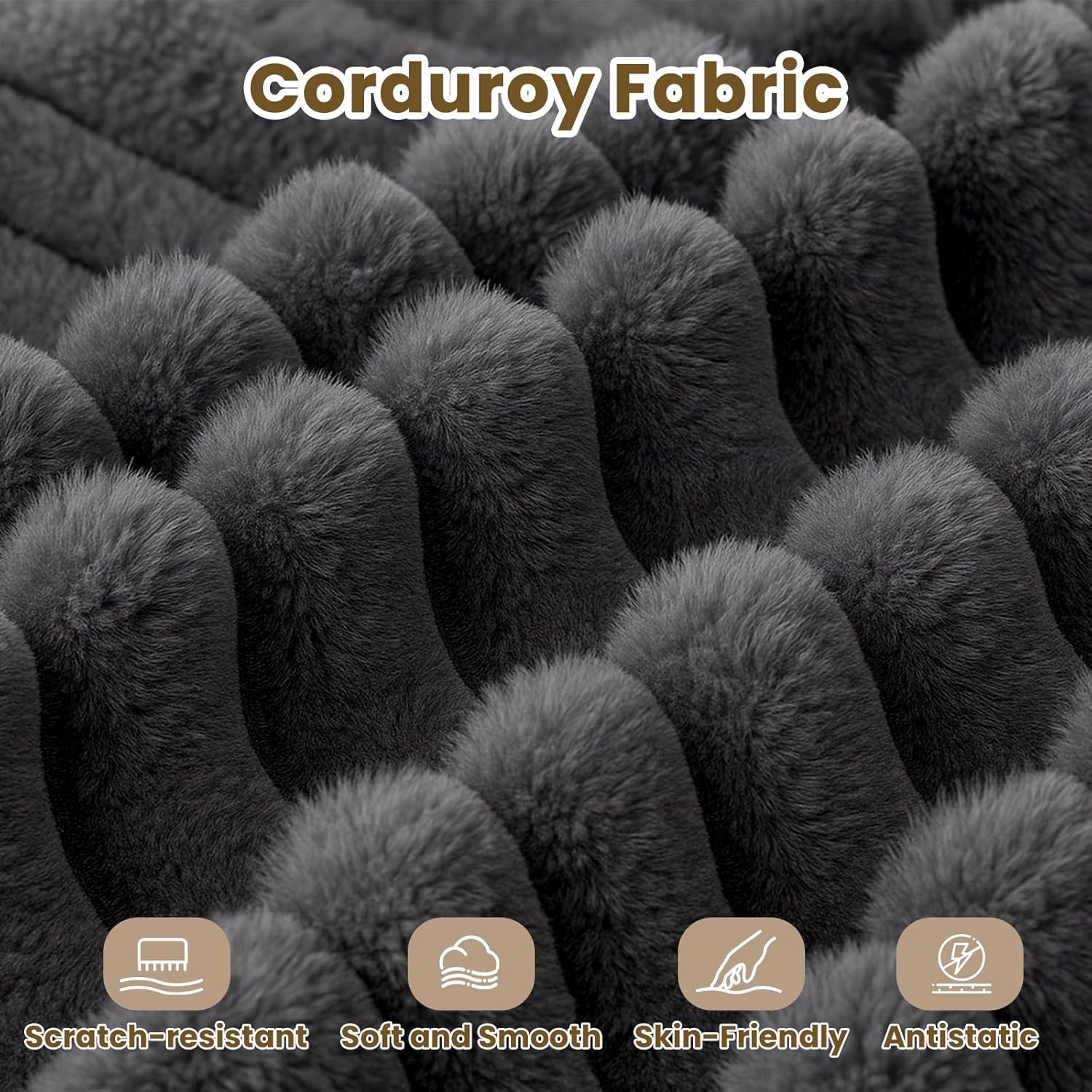 104 Inch Cloud Couch Sectional,Corduroy Boneless Couches for Living Room,U-Shaped Modular Sectional Sofa with Removable Ottoman and Deep Seat,No Assembly Required,Grey