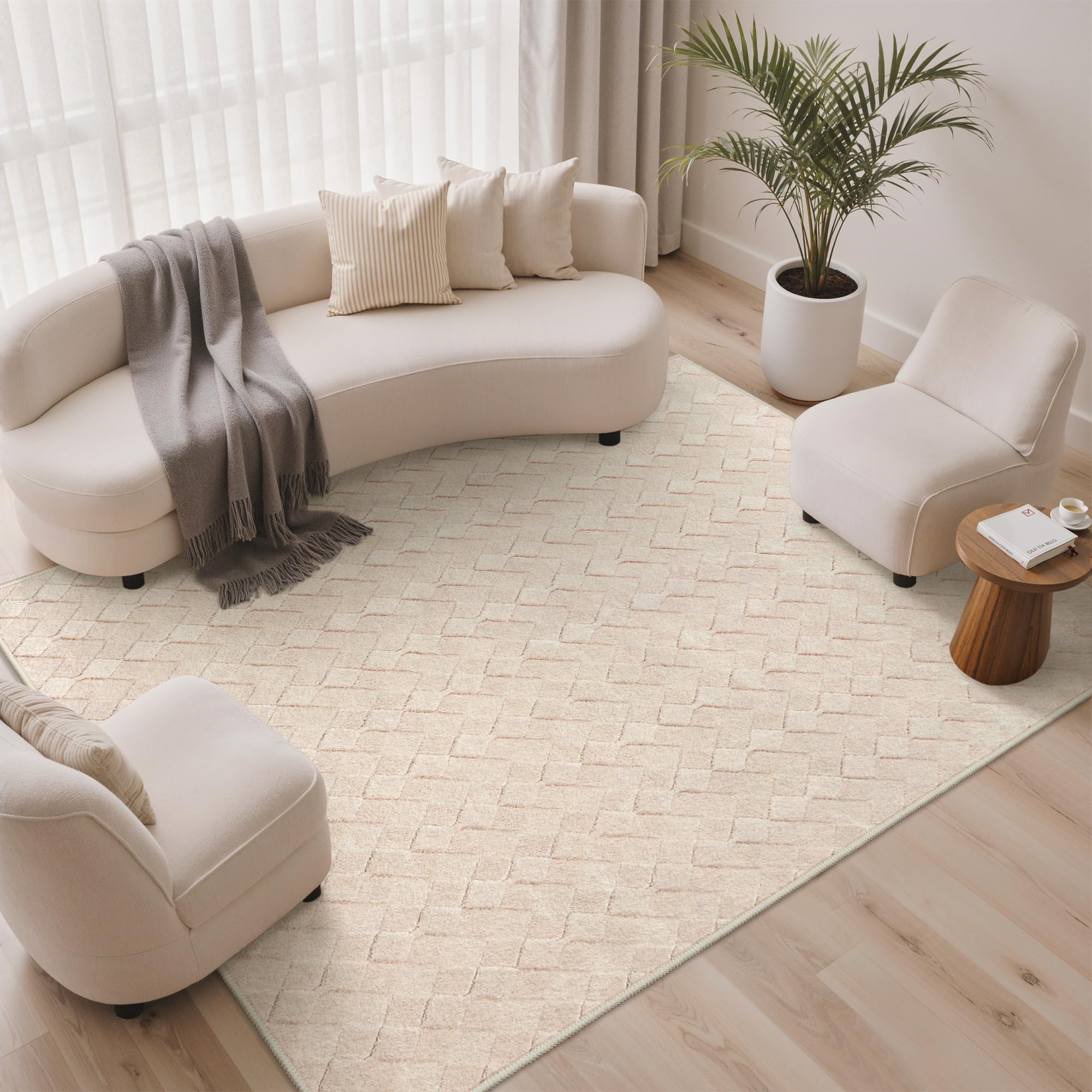 BEIMO Alfombra de Salón de Pelo Corto, Tapetes Escandinavo Moderne Antideslizantes y Lavables, Alfombra Grande para Sala, Habitación, Dormitorio, Comedor, Rombo, 160X230CM