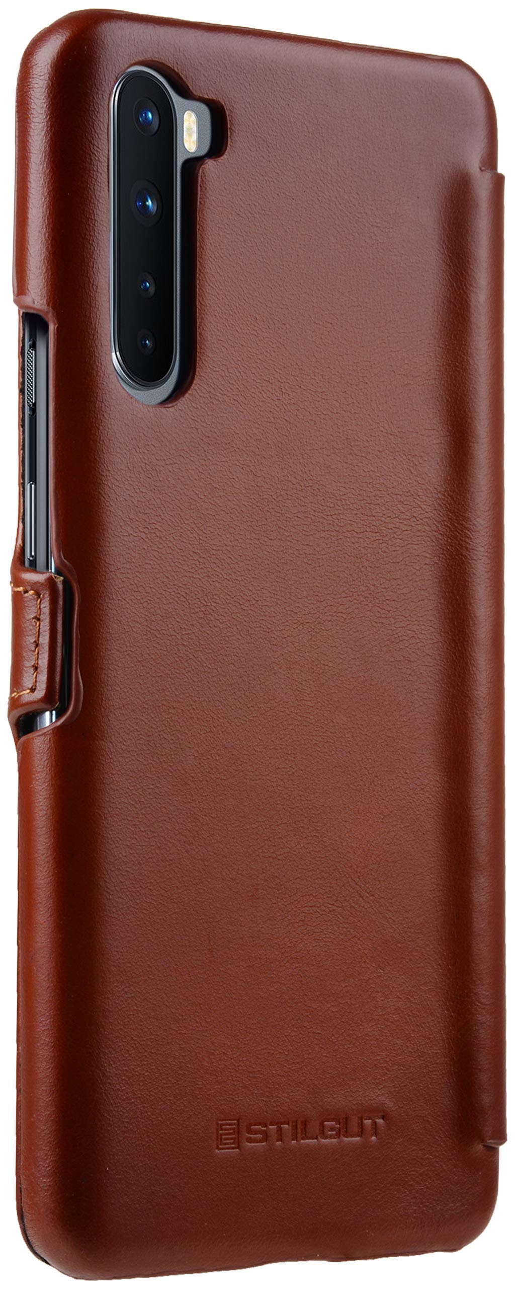 StilGut UltraSlim Adatto a OnePlus Nord Custodia - OnePlus Nord Flip Case in Pelle apribile Completamente, Custodia Verticale con Clip a Scatto - Nero