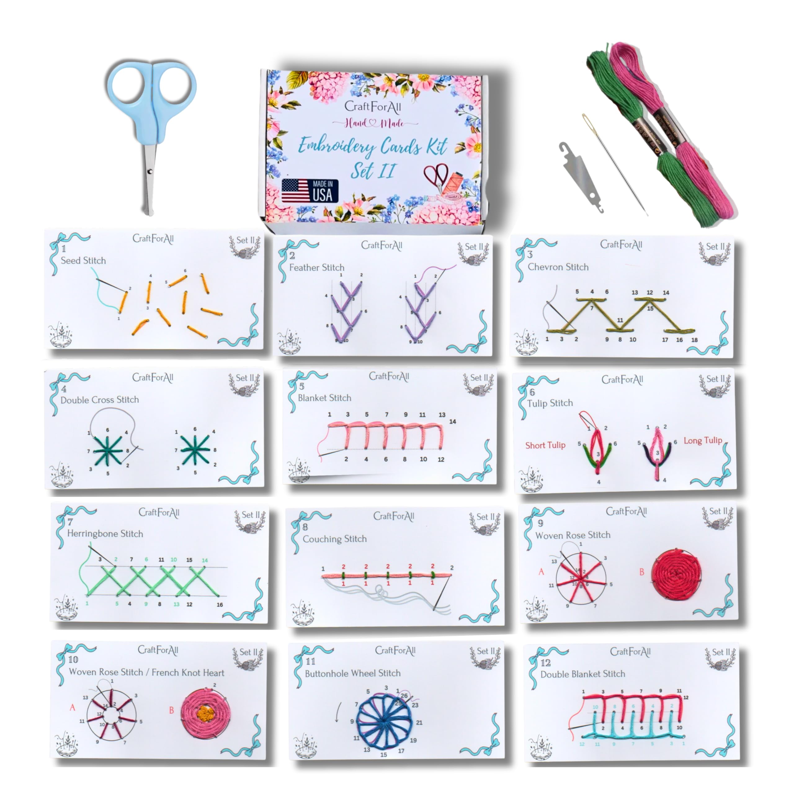 Embroidery Stitch Cards - Beginner DIY Kit -1