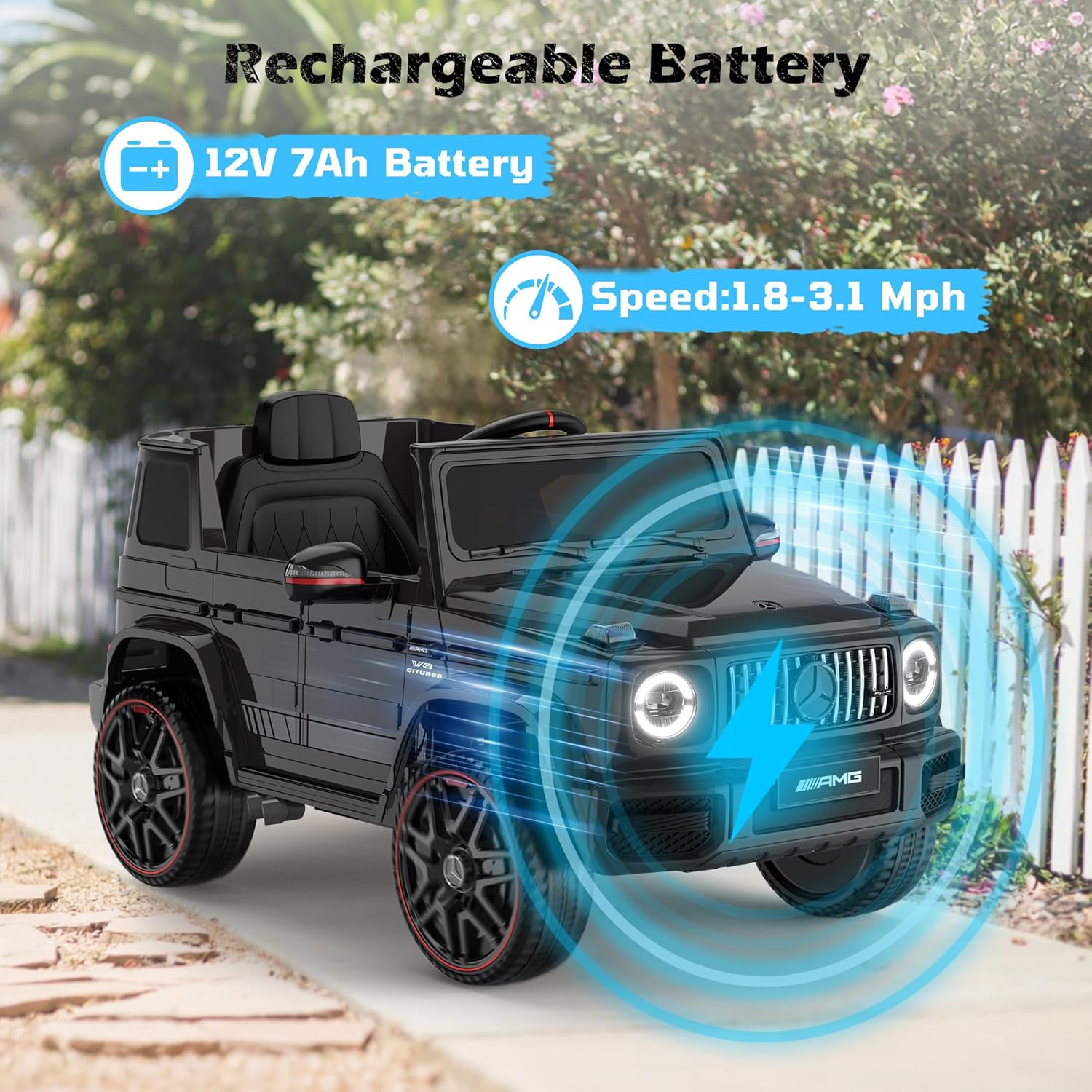 ANPABO Licensed Mercedes-Benz G63 Car for Kids, 12V Ride on Car w/Parent Remote Control, LED Headlights, Music Player & Horn, Soft Start, Low Battery Prompt, Kids Electric Vehicle, Black