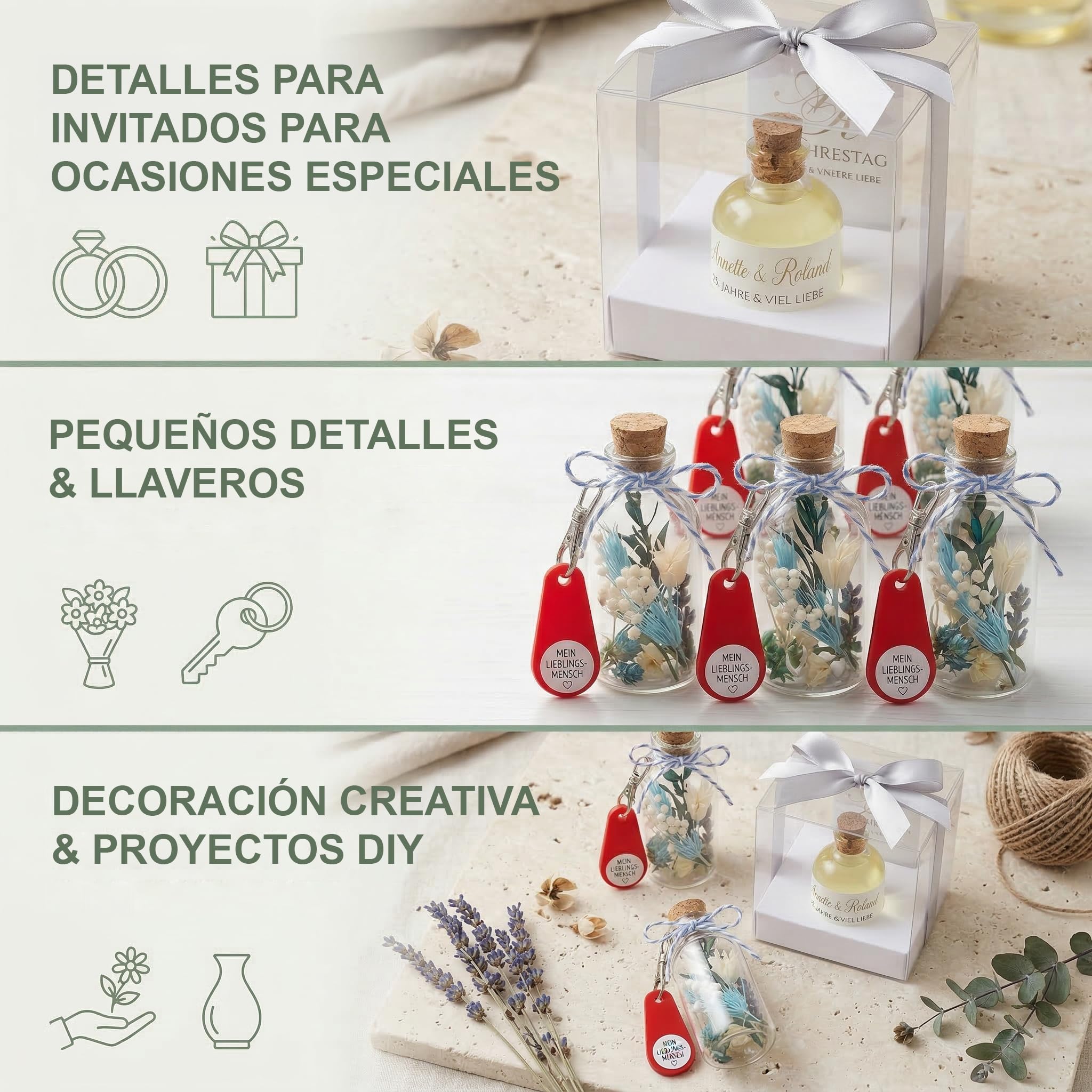 Mini Botellas de Cristal Con Corcho, 50 ml, 72 Unidades, Transparentes Para Rellenar y Licor (TR)