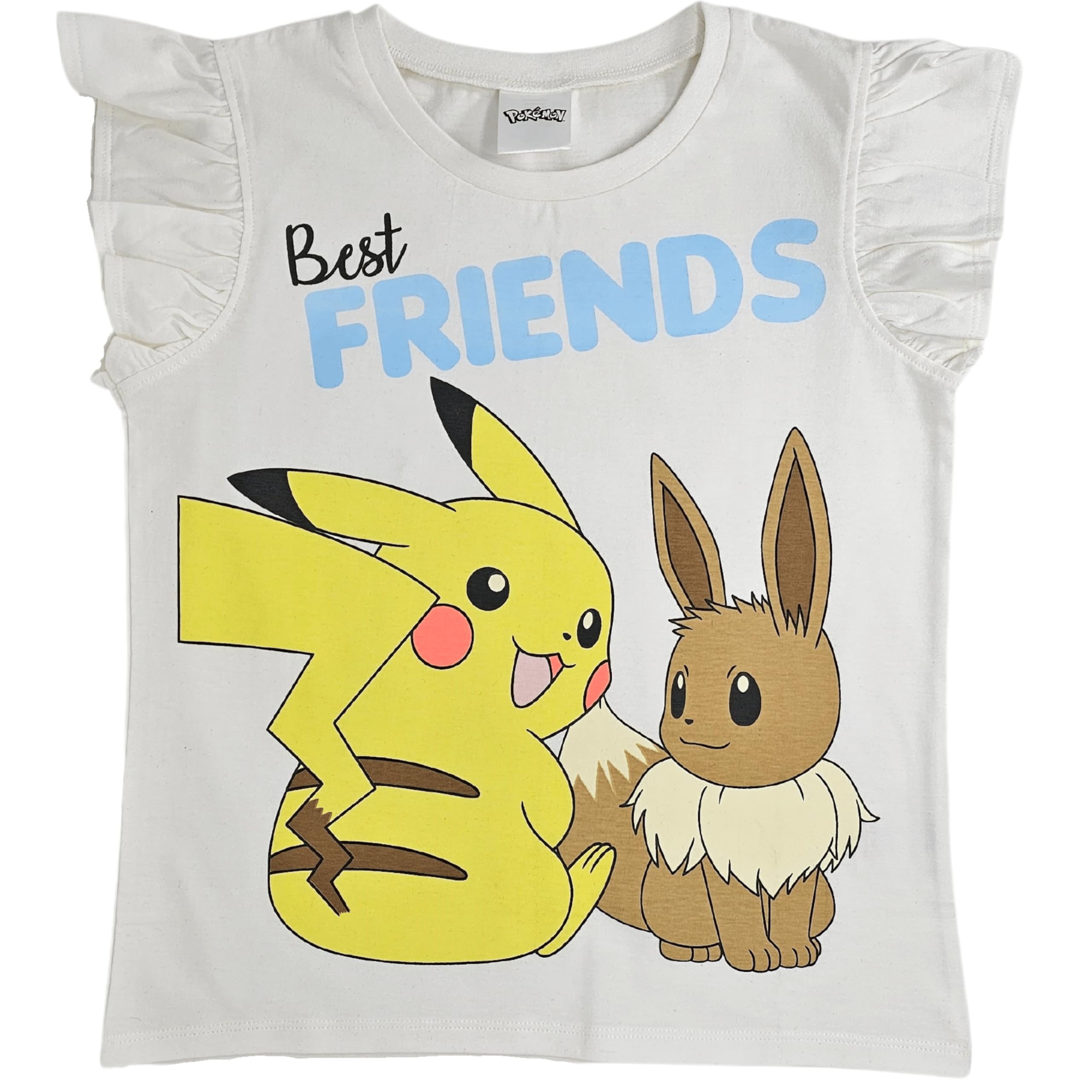 Pikachu & Eevee Maniche a Balze Ragazze 100% Cotone Set Pigiama Corto 5-14 Anni