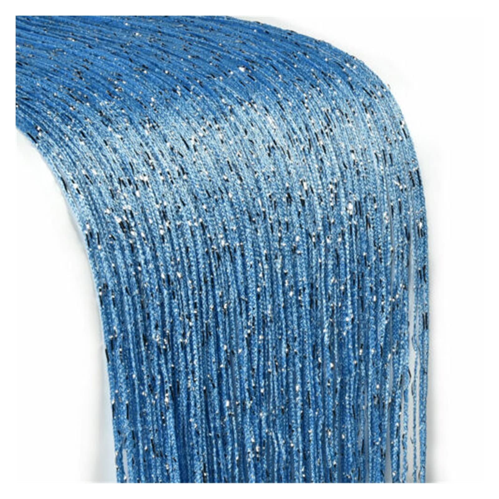 Rideau de porte anti-regard à fils scintillants bleu ciel 300x200cm