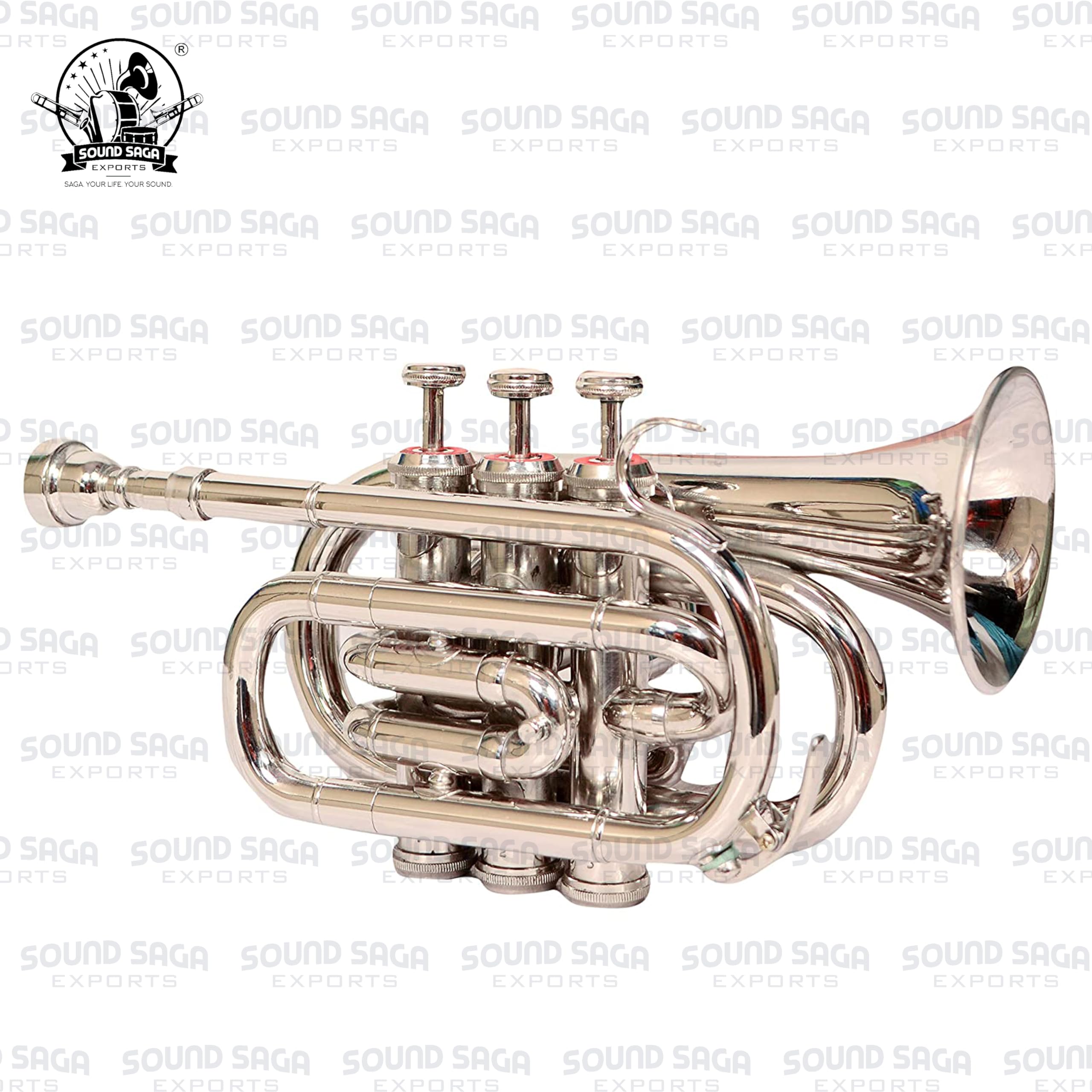 Trompette de poche BB Pitch, de qualité supérieure, avec embouchure et étui de transport (nickel)