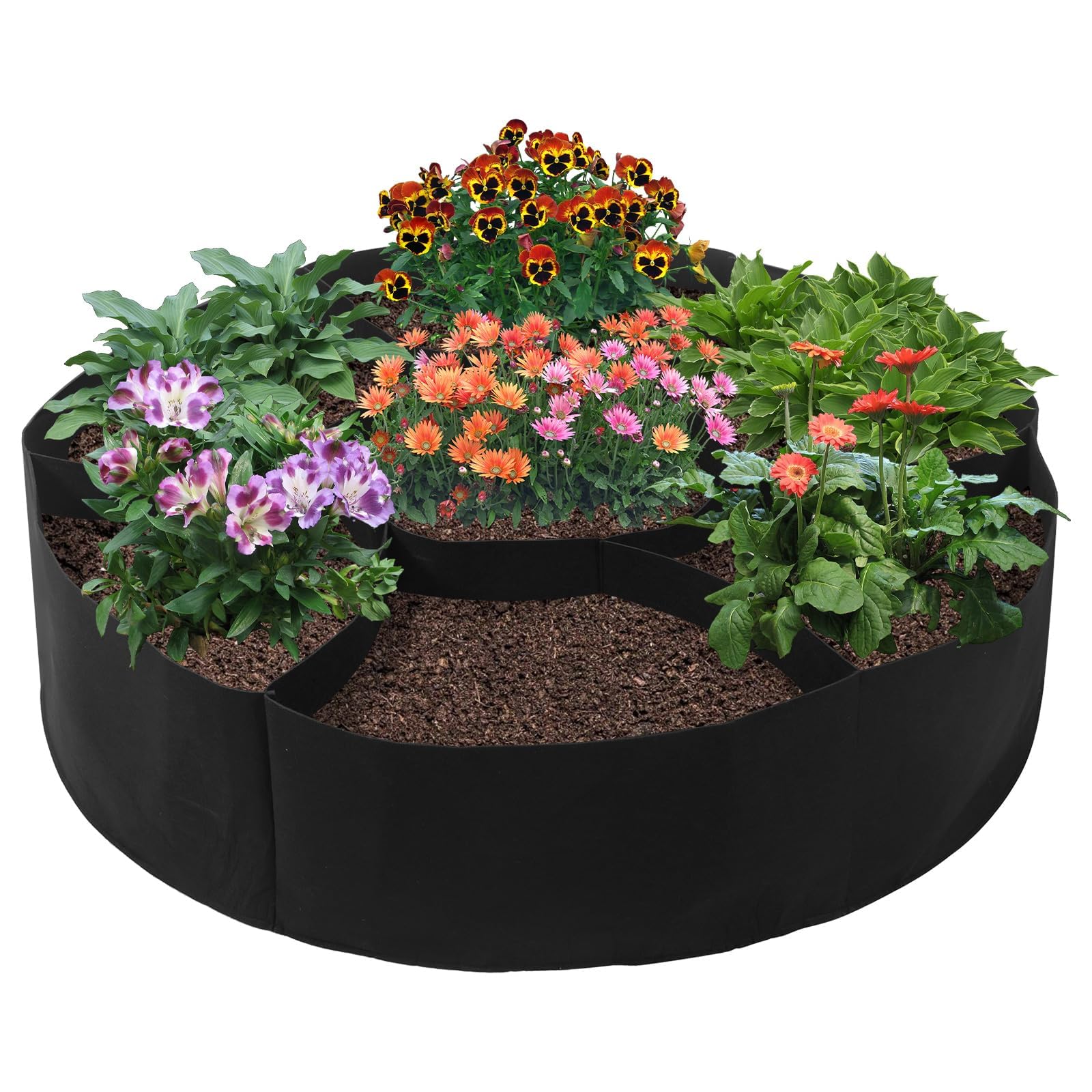 Les-Theresa Fabric Raised Garden Bed, Plant Grow Bags Vegetable Growing Containers, Planting Bag Raised Planter Fabric Grow Bags for Outdoor Indoor (7Grid-90cm)