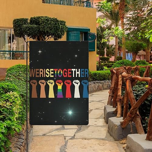 Miniatura 3 de Woguangis Bandera de jardín con texto en inglés We Rise Together, bandera de jardín con la leyenda We Rise Together, decoración para exteriores,