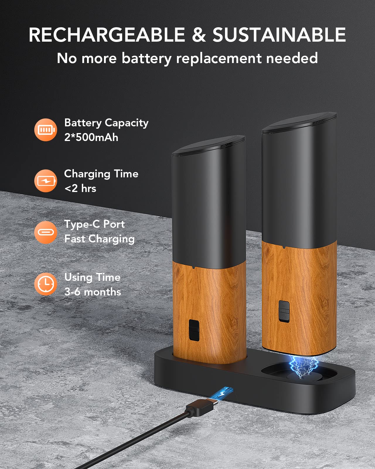 LINE Moulin à Sel électrique Rechargeable U'Select, Batterie Lithium-ion, Aluminium, 15 Cm SC