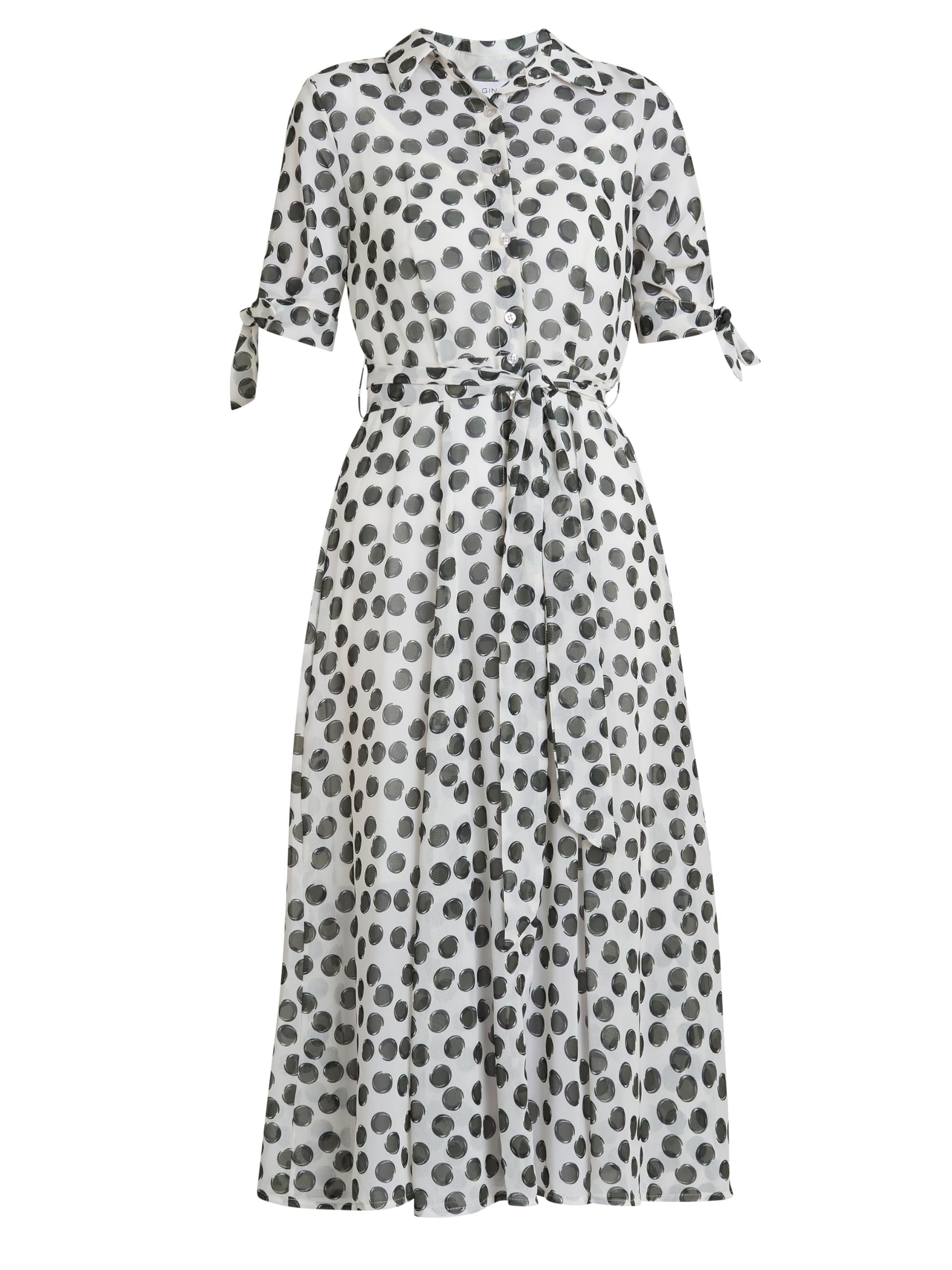 Gina Bacconi Women's Shirt Dress Cocktail, Cream/Green, S