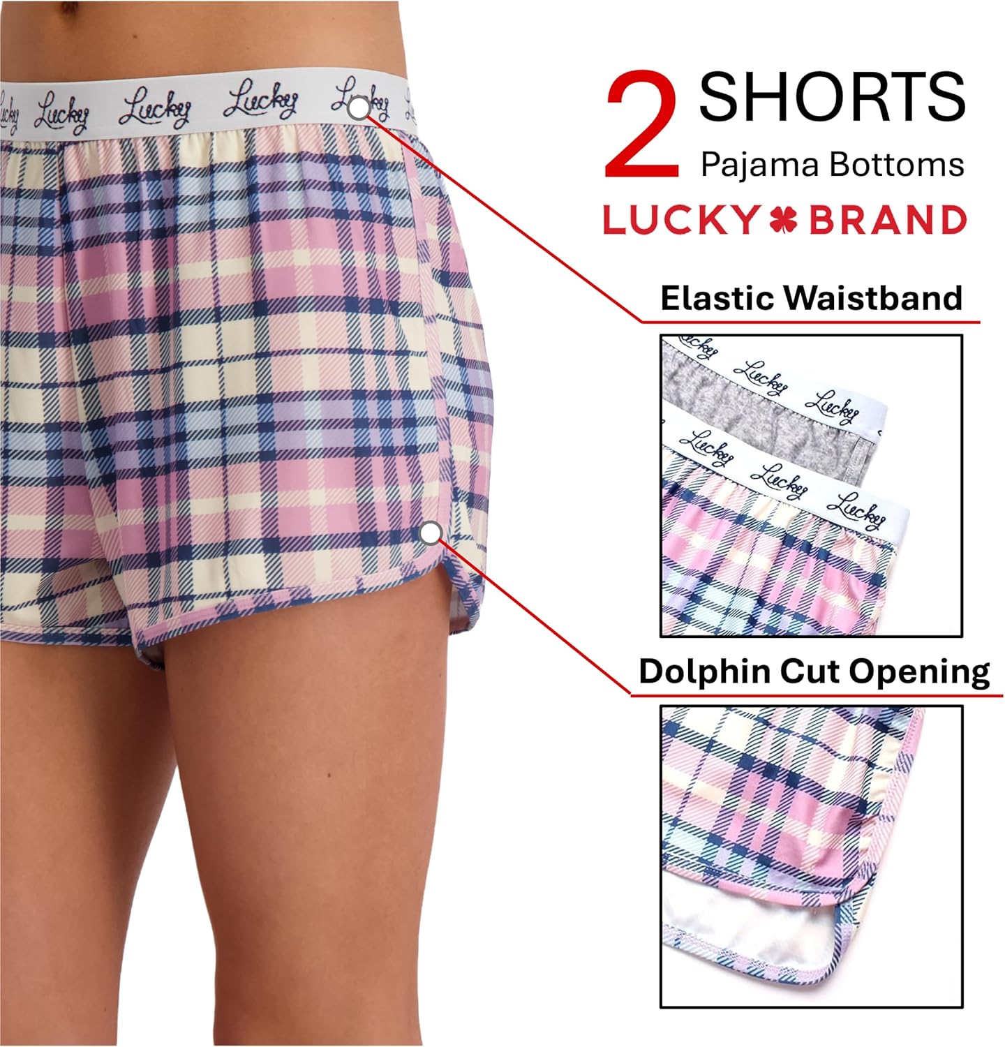 Lucky Brand Women's Pajama Bottoms – Ultra-Soft 2 Pack Sleep and Lounge Sweat Shorts, Cortos de Pijama para Mujer - Image 3