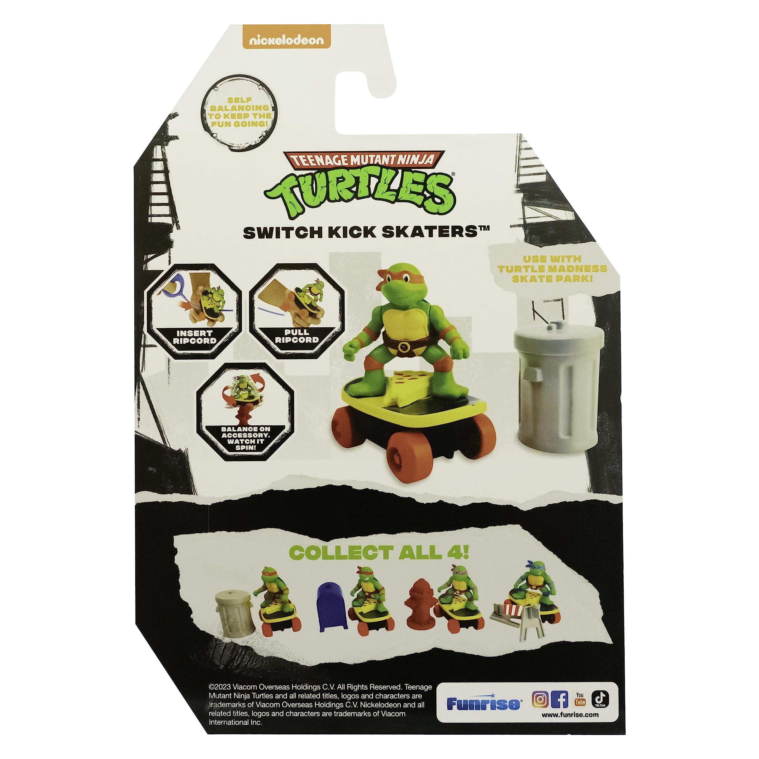 TMNT Tortuga Ninja Adolescente Mutante | TMNT Tortuga Ninja Michelangelo | Switch Kick Skaters | Figura da Skater da 7 cm, Edizione Classica | Giocattoli e Regali per Bambini dai 3 Anni in Su
