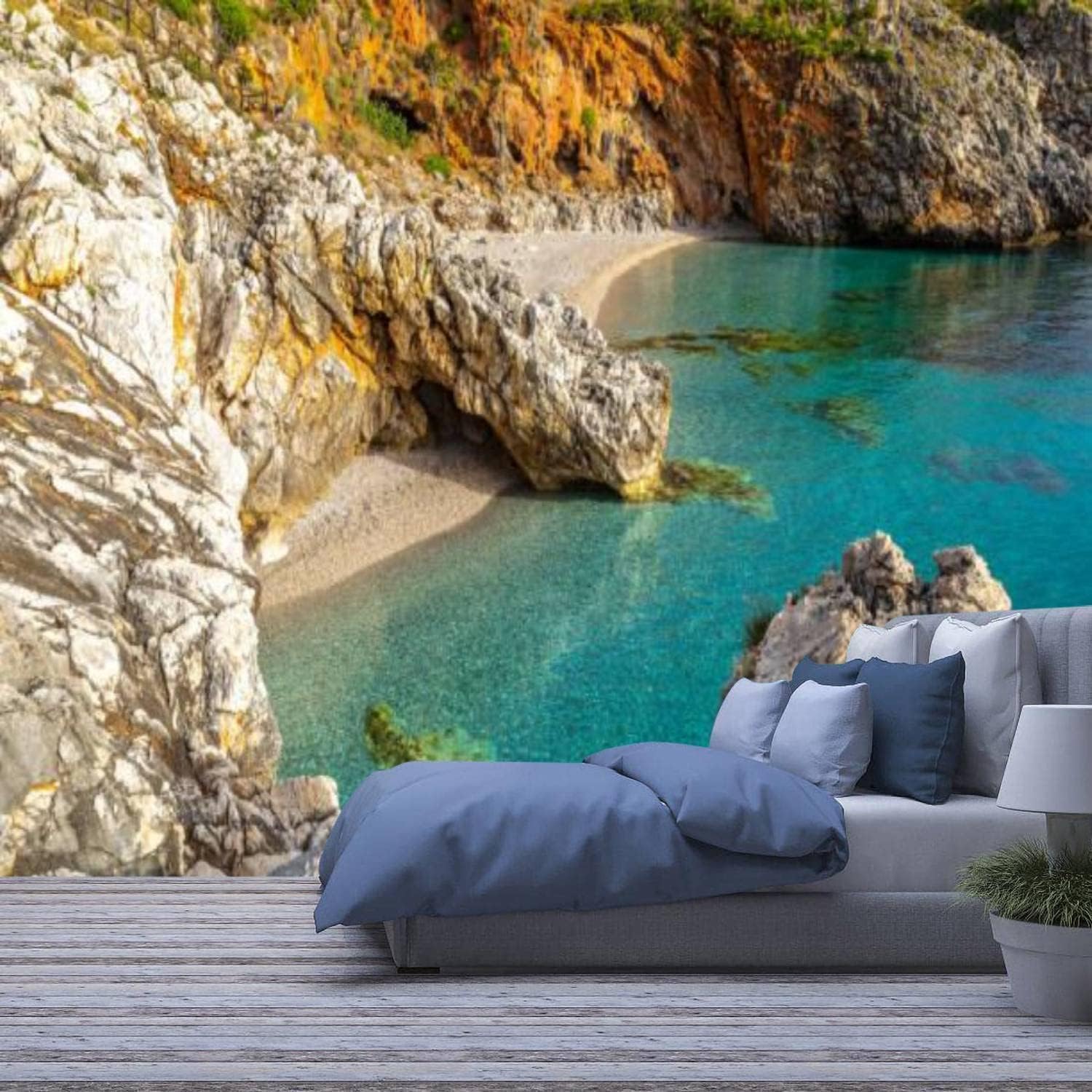 Peinture murale auto-adhésive 3D paysage insulaire haute définition