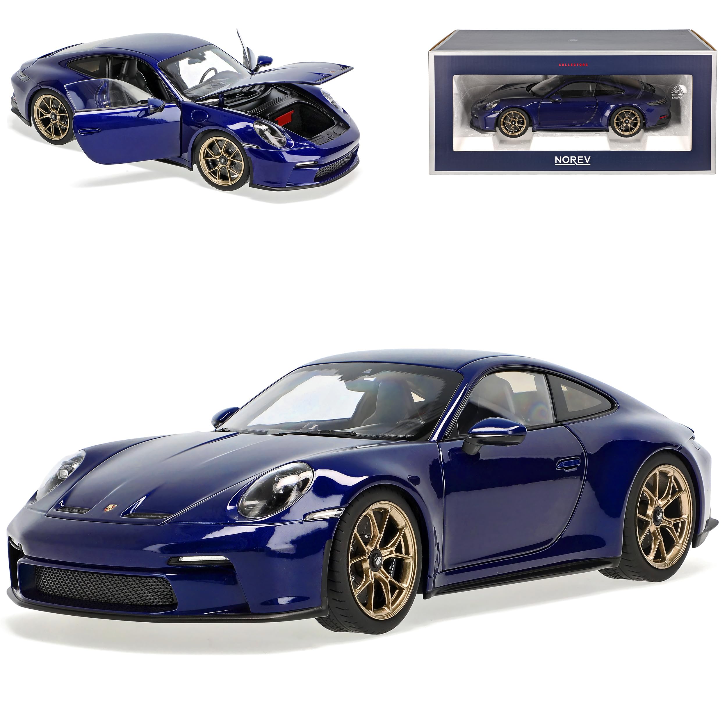 Porsche 911 992 GT3 Touring Package Coupe Blau Metallic Neue Generation Ab 2019 1/18 Norev Modell Auto mit individiuellem Wunschkennzeichen