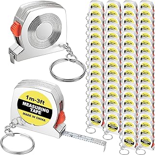 20 Pieces Tape Measure Keychains Functional Mini Retractable Measuring Tape Keychains with Slide Lock for Birthday Party Favors and Daily Use, 1 m/ 3 ft (20)