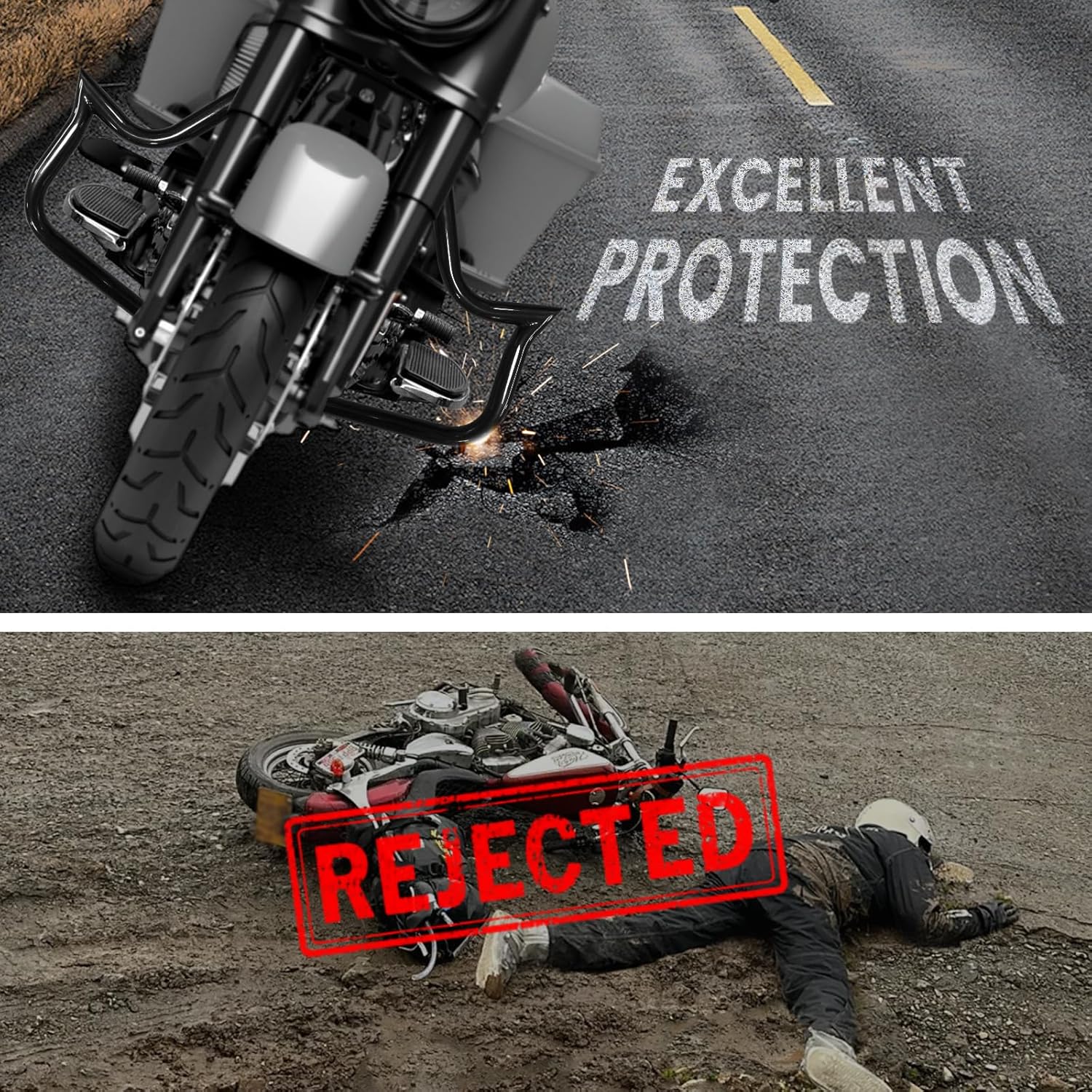 Black Engine Guard Highway Bar Crash Bar for Harley Davidson Touring Road Glide Road King Street Glide Electra Glide CVO and Trike Models 2009-2023