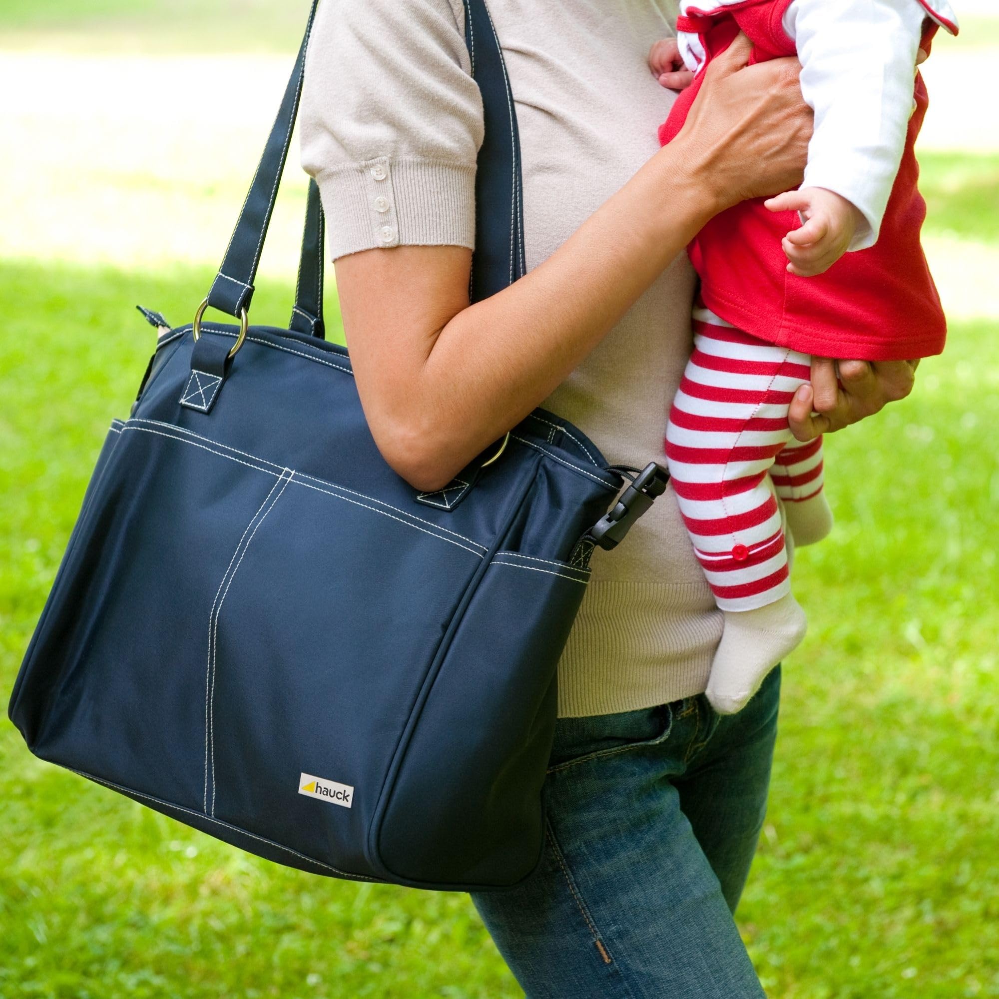 Hauck City Bag Blu Navy Borsa Fasciatoio Portatile con Materassino e Ganci Passeggino