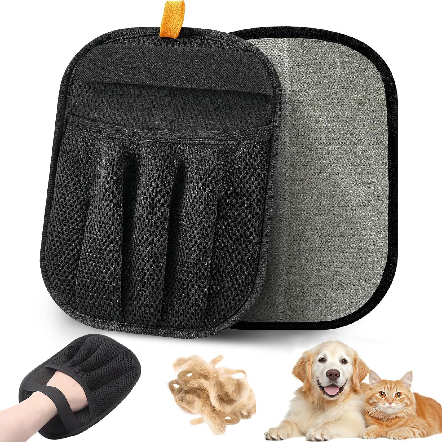 Newly Upgraded Electrostatic Five-Finger Electrostatic Pet Hair Gloves, Pet Hair Removal Glove for Cats & Dogs, Reusable Pet Hair Remover Tool for Laundry, Couch, Carpet, Car Seat