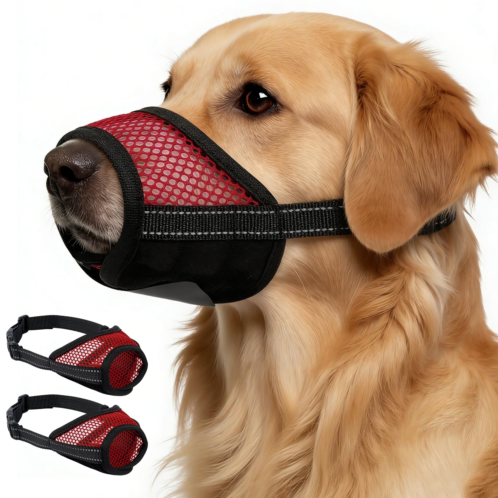 2 Pack Dog Muzzle, Soft Mesh Muzzles for Dogs Anti Biting Barking