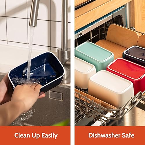 Miniatura 5 de Mantequera Sweese hermética, con capacidad para 2 varillas de mantequilla, recipiente de porcelana con tapa de madera de haya