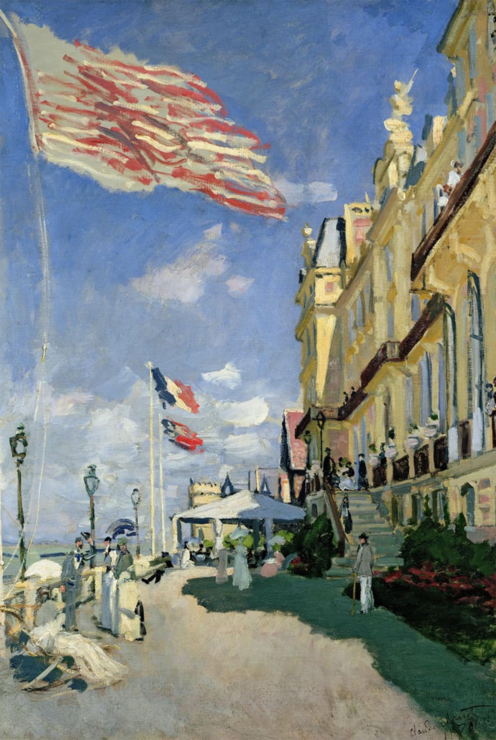 SERENDIPITP Vintage Picture Print on Canvas Wall Art Poster the Hotel Des Roches Noires At Trouville by Claude Monet Artwork Print Poster for Wall Decor 60x90cm