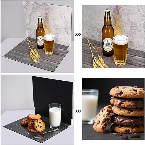 Miniatura 3 de Tablero de fondos para fotografía de alimentos: 7 piezas de 12 patrones de fondo de producto Kit de mesa - Accesorios planos para joyas (tamaño