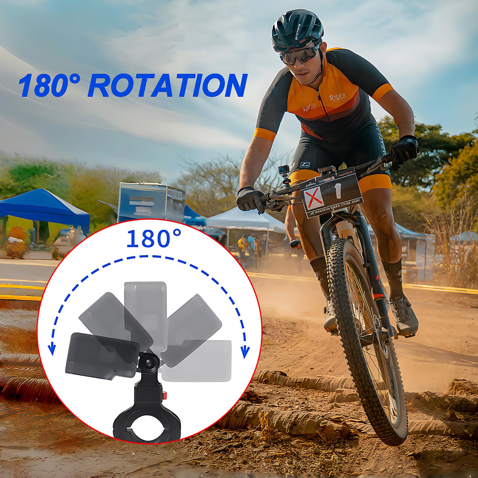 Support Guidon Vélo Pour GoPro Et Smartphone – Compatible Hero 3 à 11, Ajustable, Serrage 20-30 Mm - 9