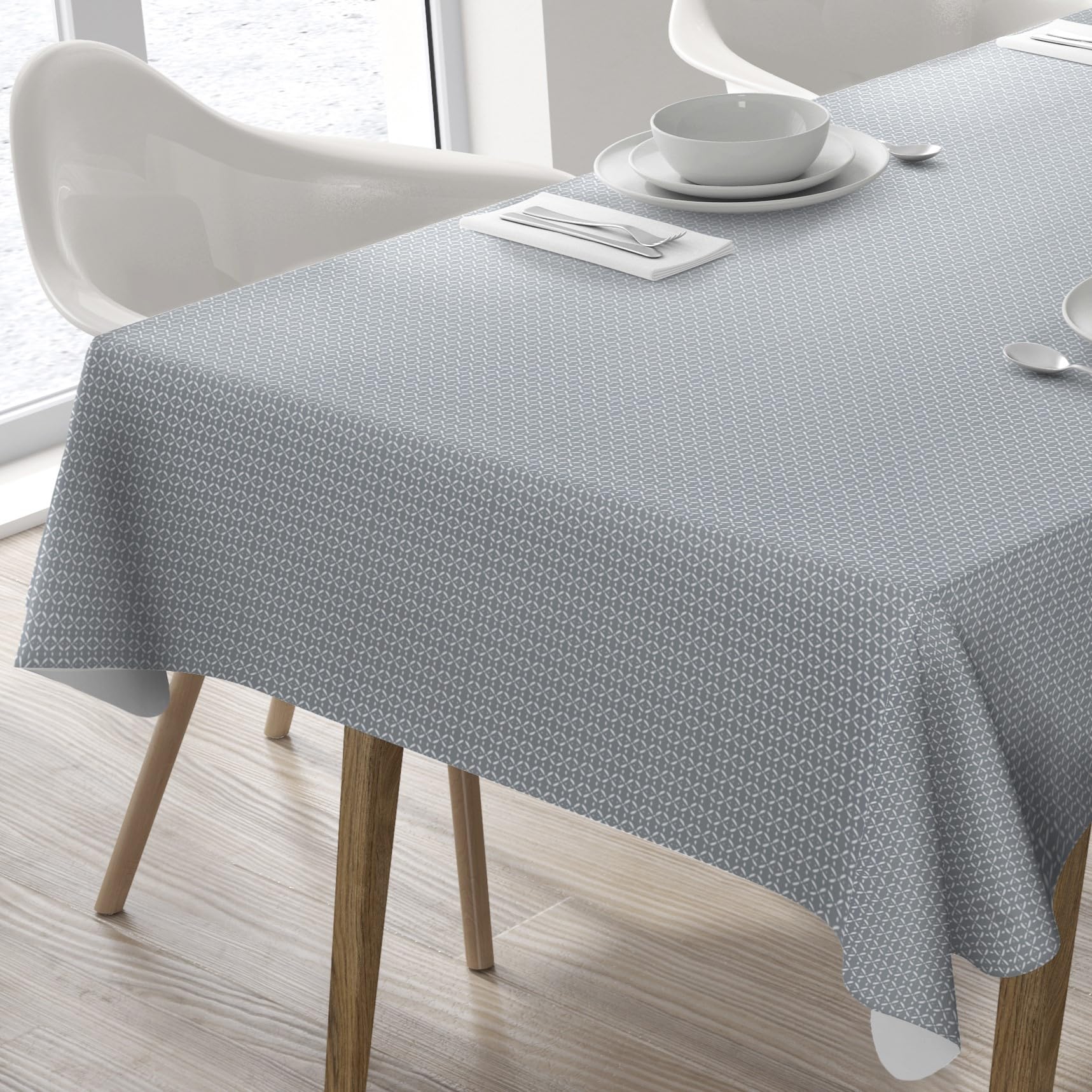 Home Direct Grey Light Rectangular Oilcloth Pvc Wipe Clean Tablecloth 140Cm X 180Cm 55X70 Light Grey