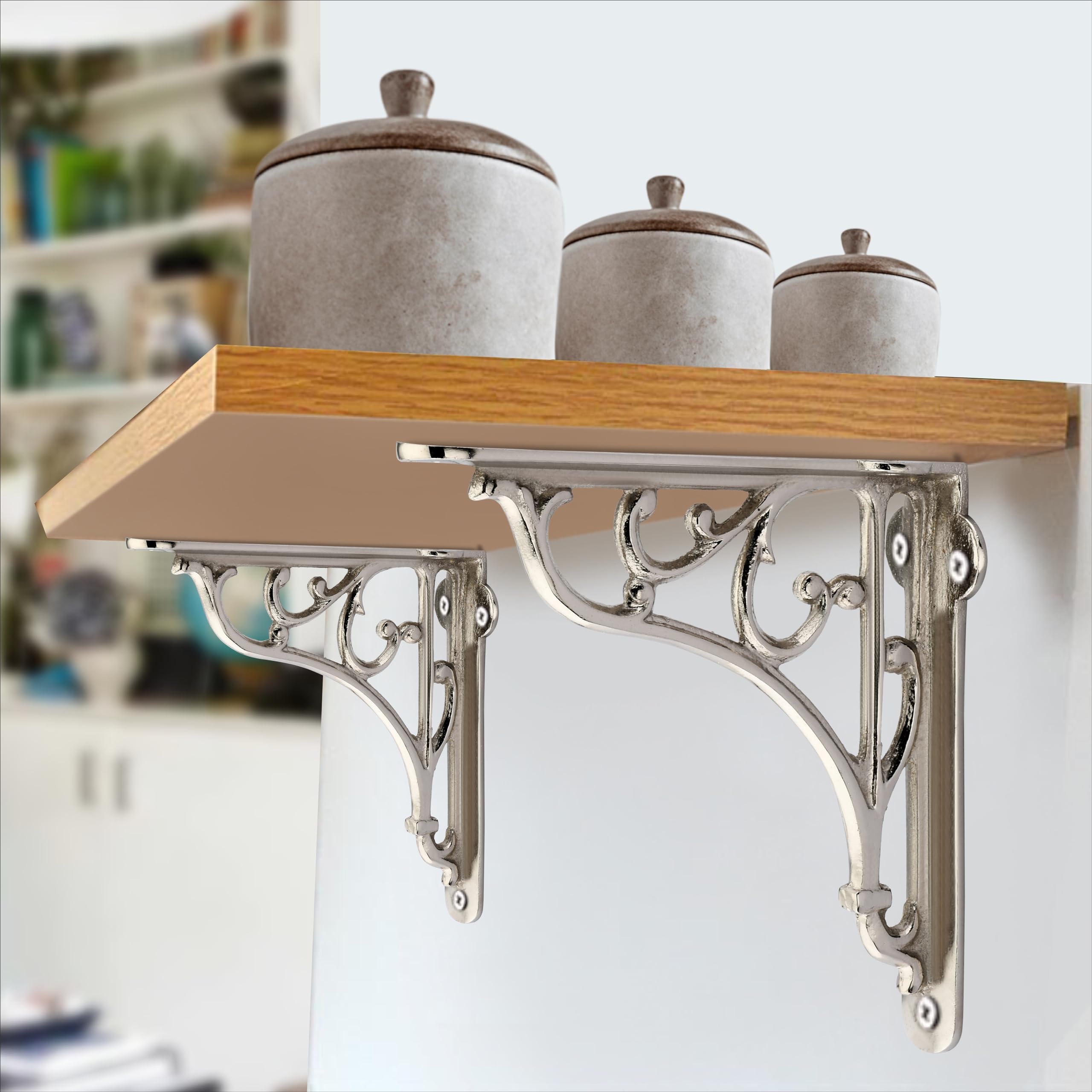 Metal Handcrafted Shelf Bracket for Floating Shelves L Angle Decorative L Shaped Corner Brace Joint Heavy Duty Wall Mounted Shelf Supporter Corner Brace Holder (Silver, Pack of 2) (B0CPYMV3K5) Amazon Price History, Amazon Price Tracker