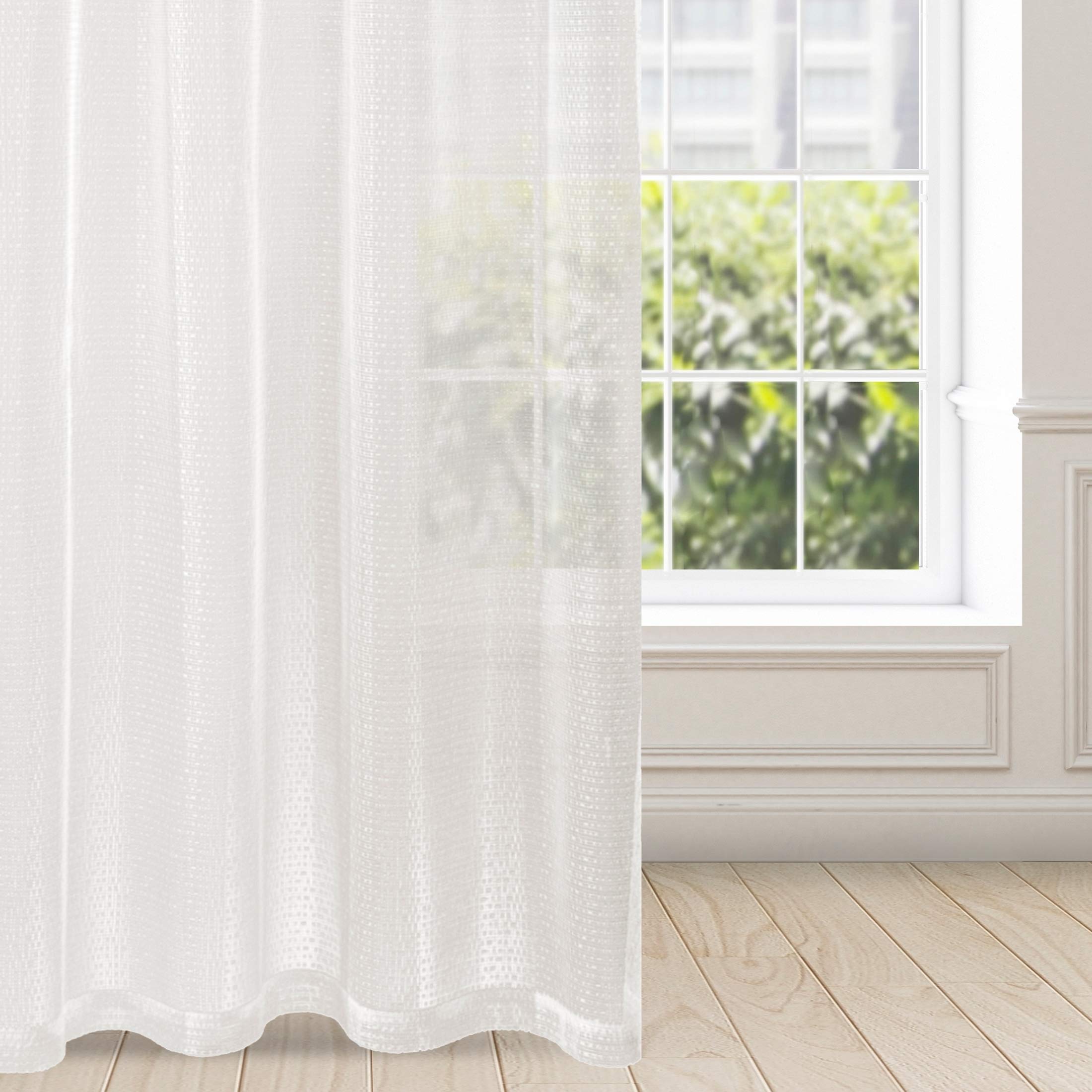 Eurofirany Tenda Liscia, Semplice, Crema, 8 Occhielli, Elegante, Elegante, di Alta qualità, Glamour, per Camera da Letto, Soggiorno, Trasparente, traslucida, 1 Pezzo