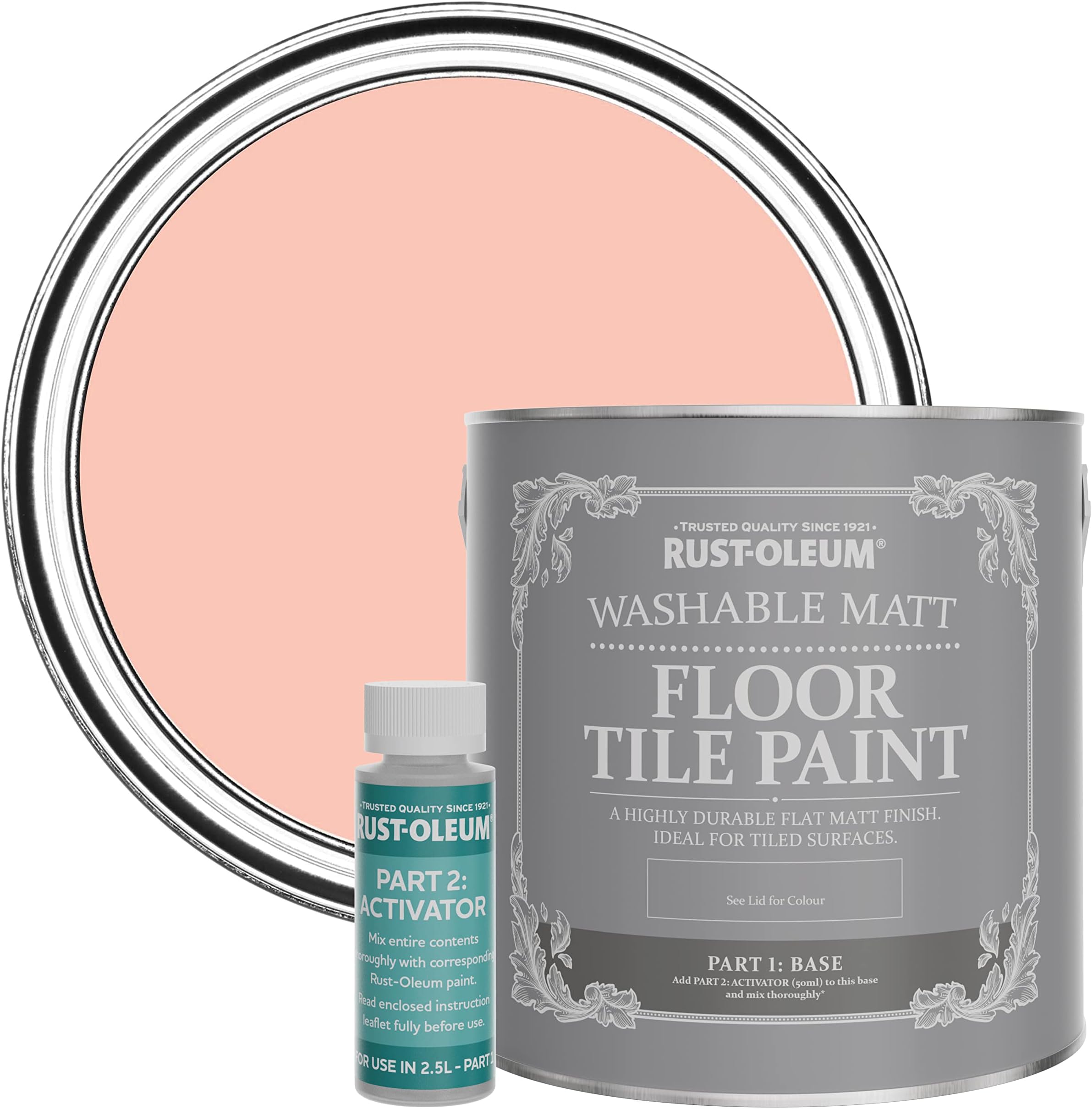 Rust-Oleum Peach Washable Matt Floor Tile Paint - Happy as a Clam 2.5L