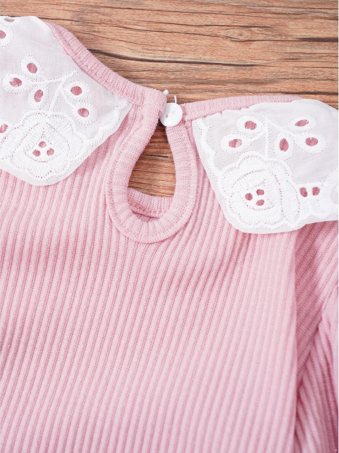 Baby Toddler Girls Long Sleeve Doll Collar Tops Basic Solid Color T-Shirts Soft Blouses Tees