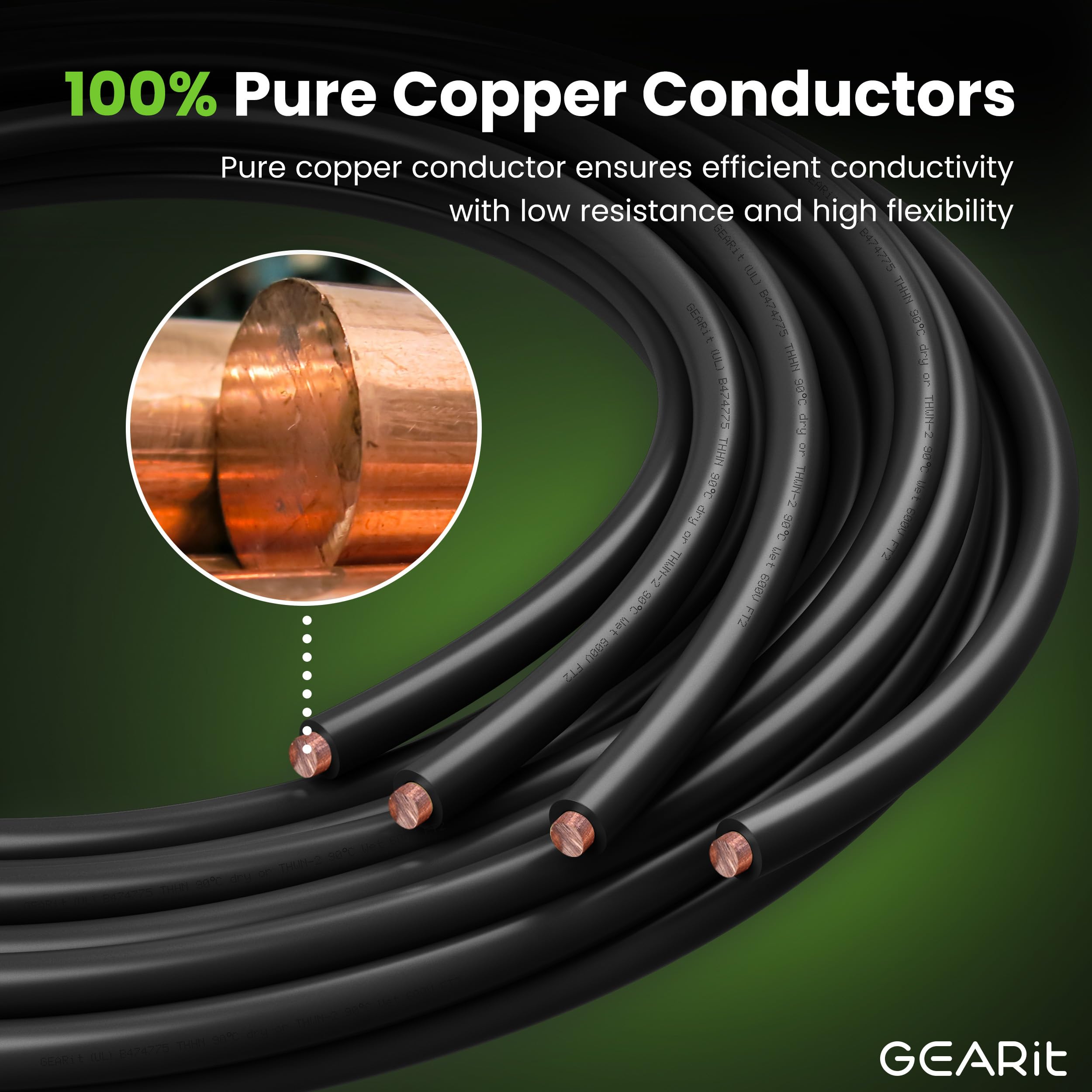 GearIT 14 Gauge Solid THHN Wire - 200 Ft Roll, 600V, UL Listed - Pure Copper Electrical Wire For DIY & Pros - View #10