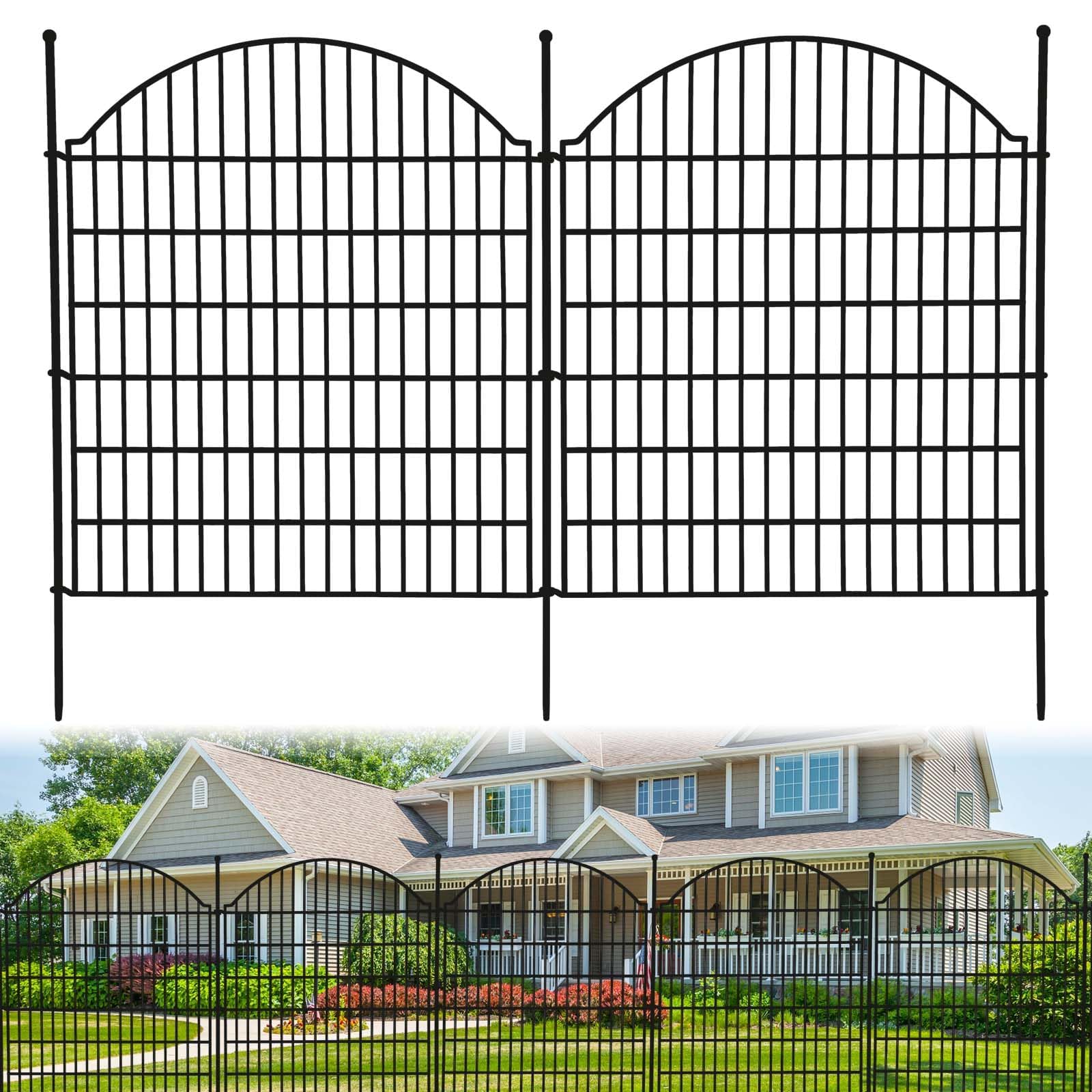 Garvee 10-Panel Decorative Garden Fence 81cm x 7.5m, No Dig Fencing Panels