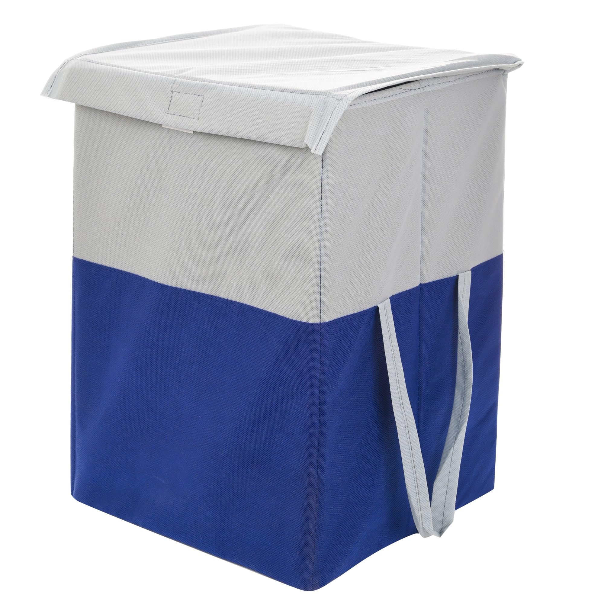 Perpetual Clothes Storgage Bag - Waterproof Non Woven Laundry Basket For Storage Clothes,Big Size Flodable Storage Bins With Lid And Handle 75 Liter(BlueBIGNQ)