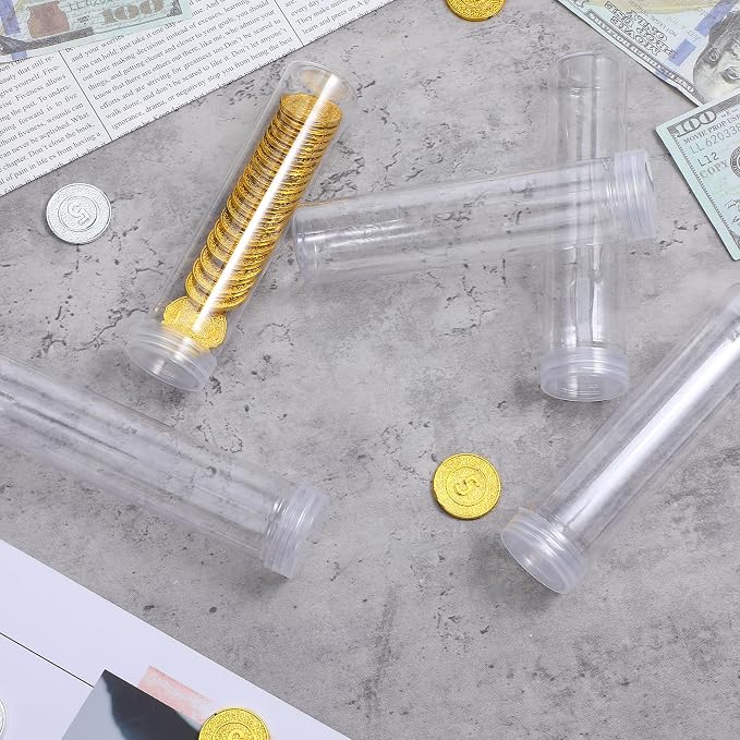 30 tubos plásticos para monedas con tapa rosca miniatura 7
