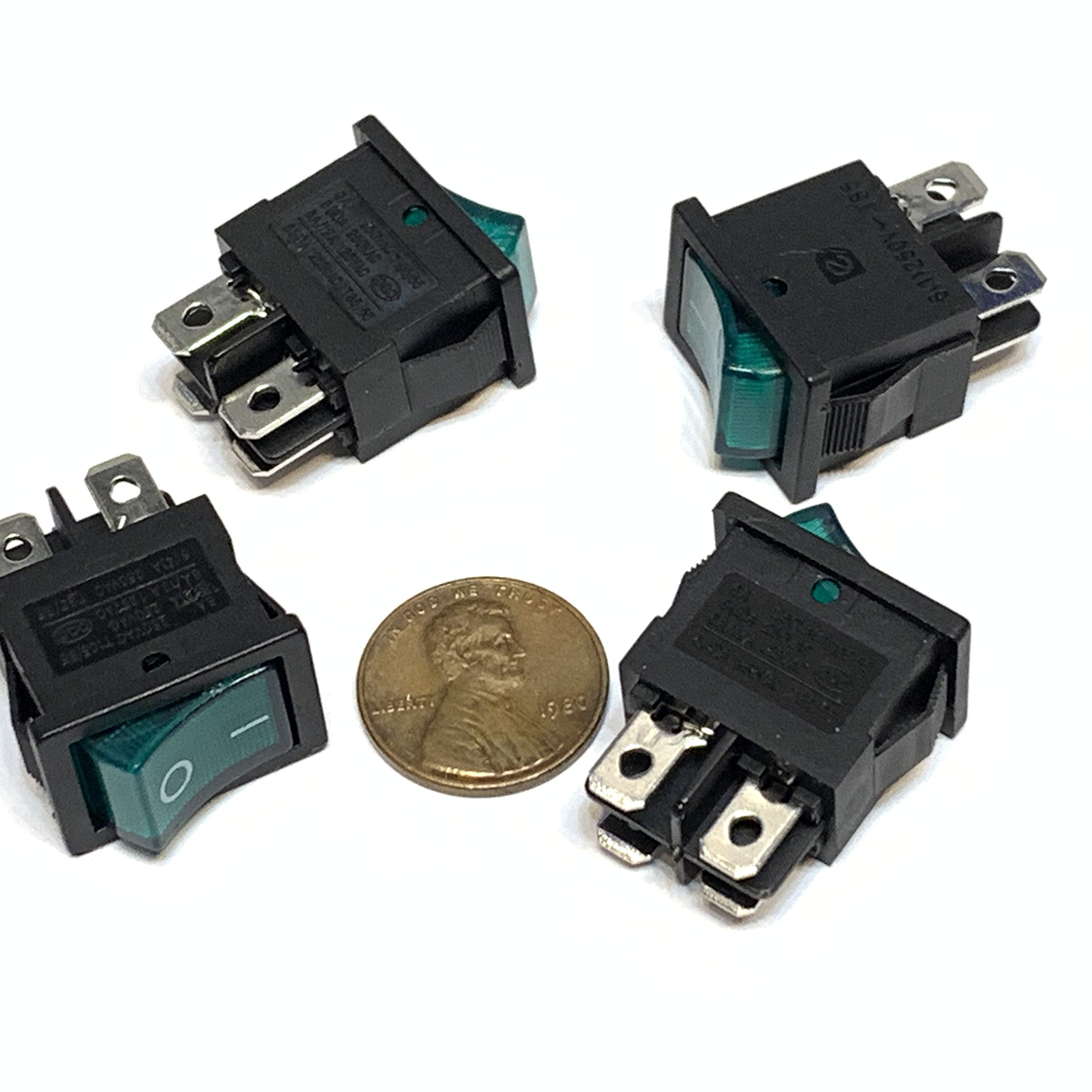 Interruttore A Dondolo KCD1-104/N T85 – Verde, 14x20mm, 12V 125V 250V, Endlessparts