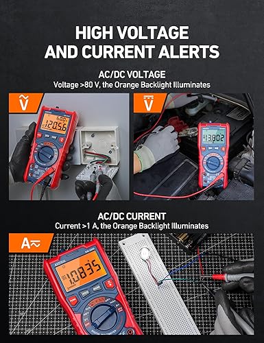 Miniatura 5 de AstroAI Probador de multímetro digital TRMS 20000 cuenta con voltímetro de rango automático de mayor resolución; mide con precisión el voltímetro de