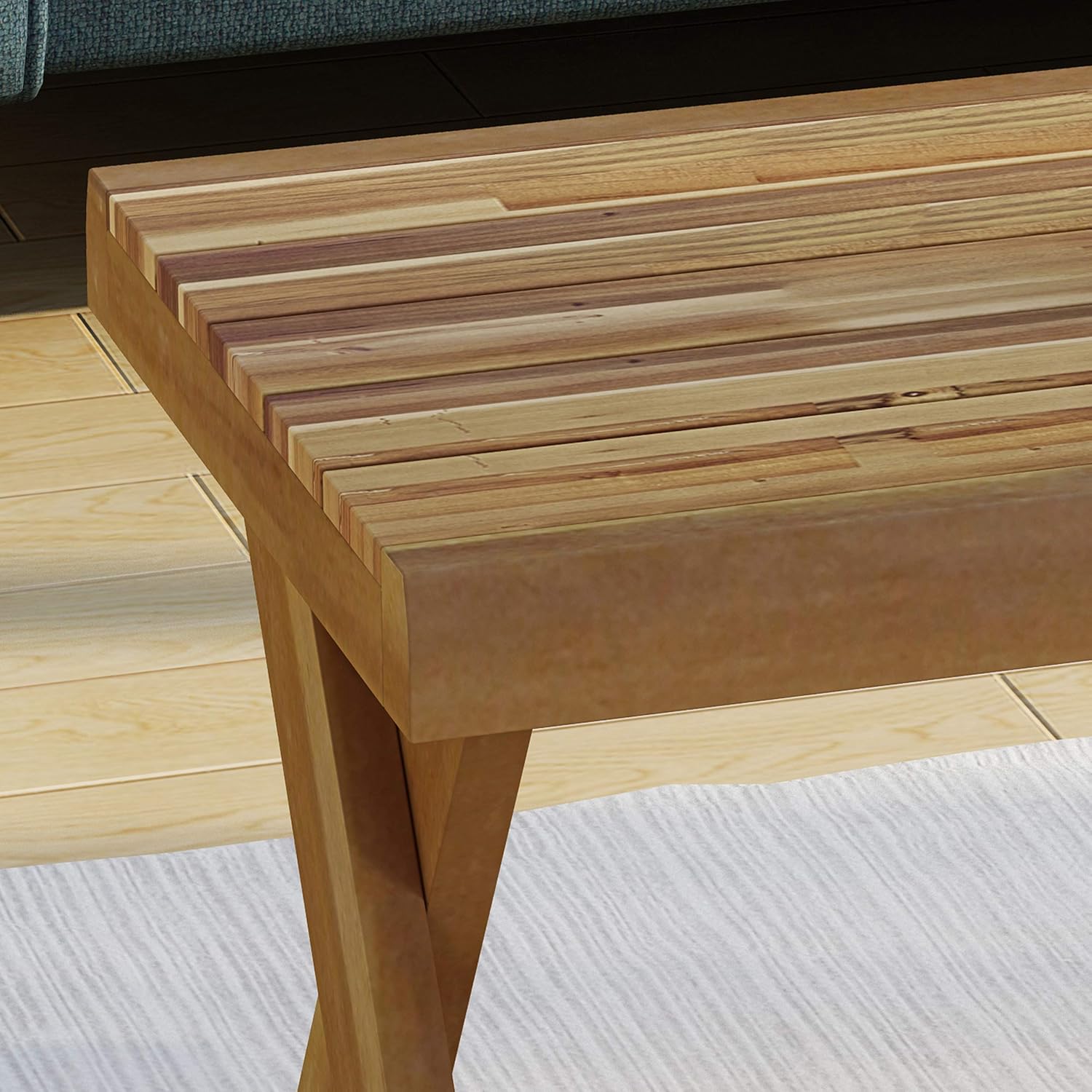 Christopher Knight Home Estelle Indoor Farmhouse Acacia Wood Coffee Table, Sandblast Teak Finish