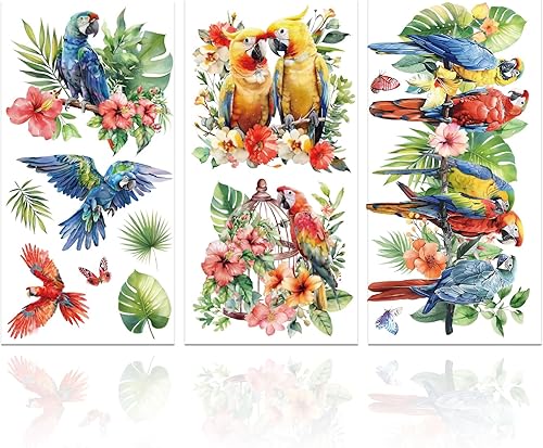 Miniatura 9 de GLOBLELAND 3 hojas de calcomanías de transferencia de muebles de 6 x 12 pulgadas con temática de pavo real, calcomanías de arte de pared