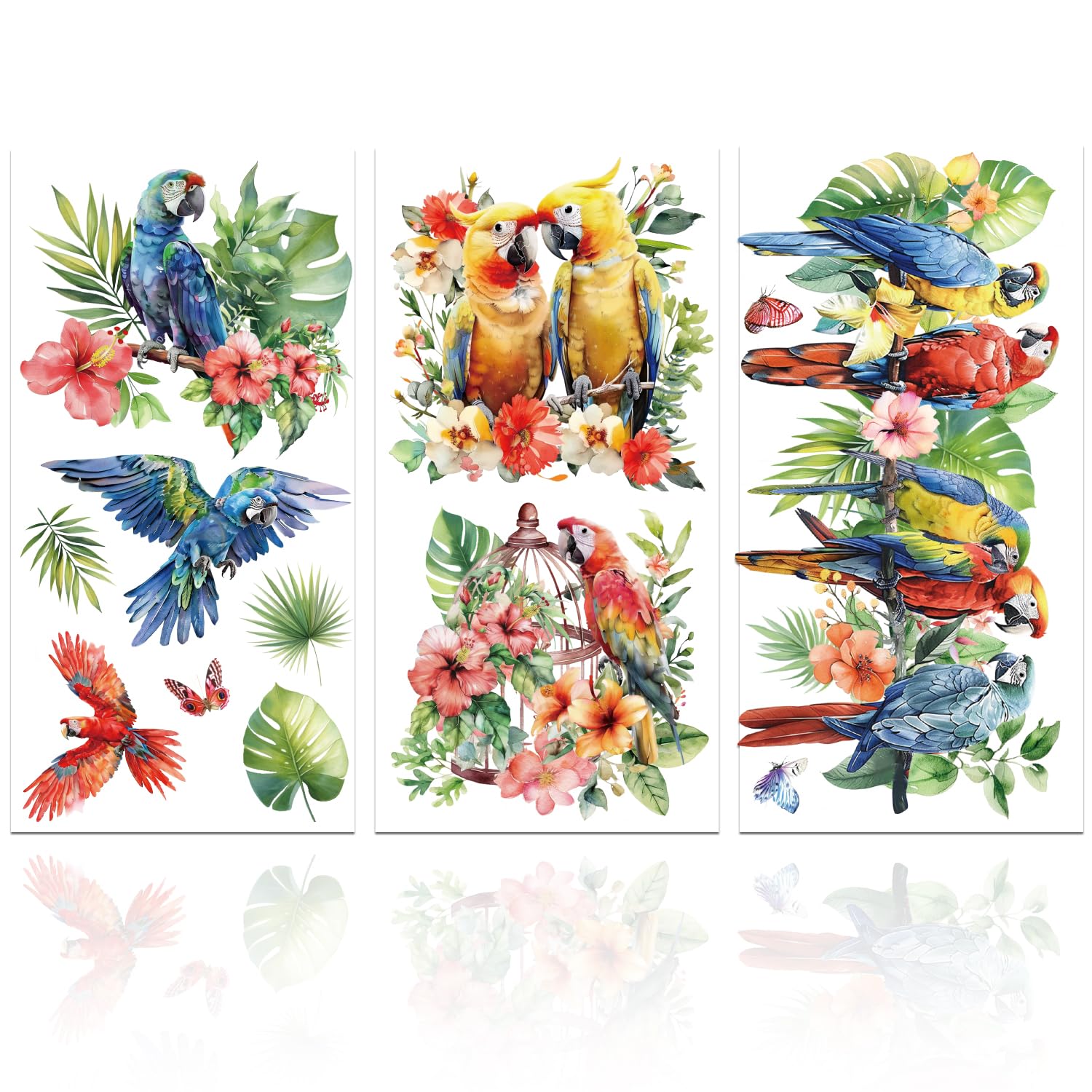 Calcomanías para muebles de flores de loro para restaurar escritorios