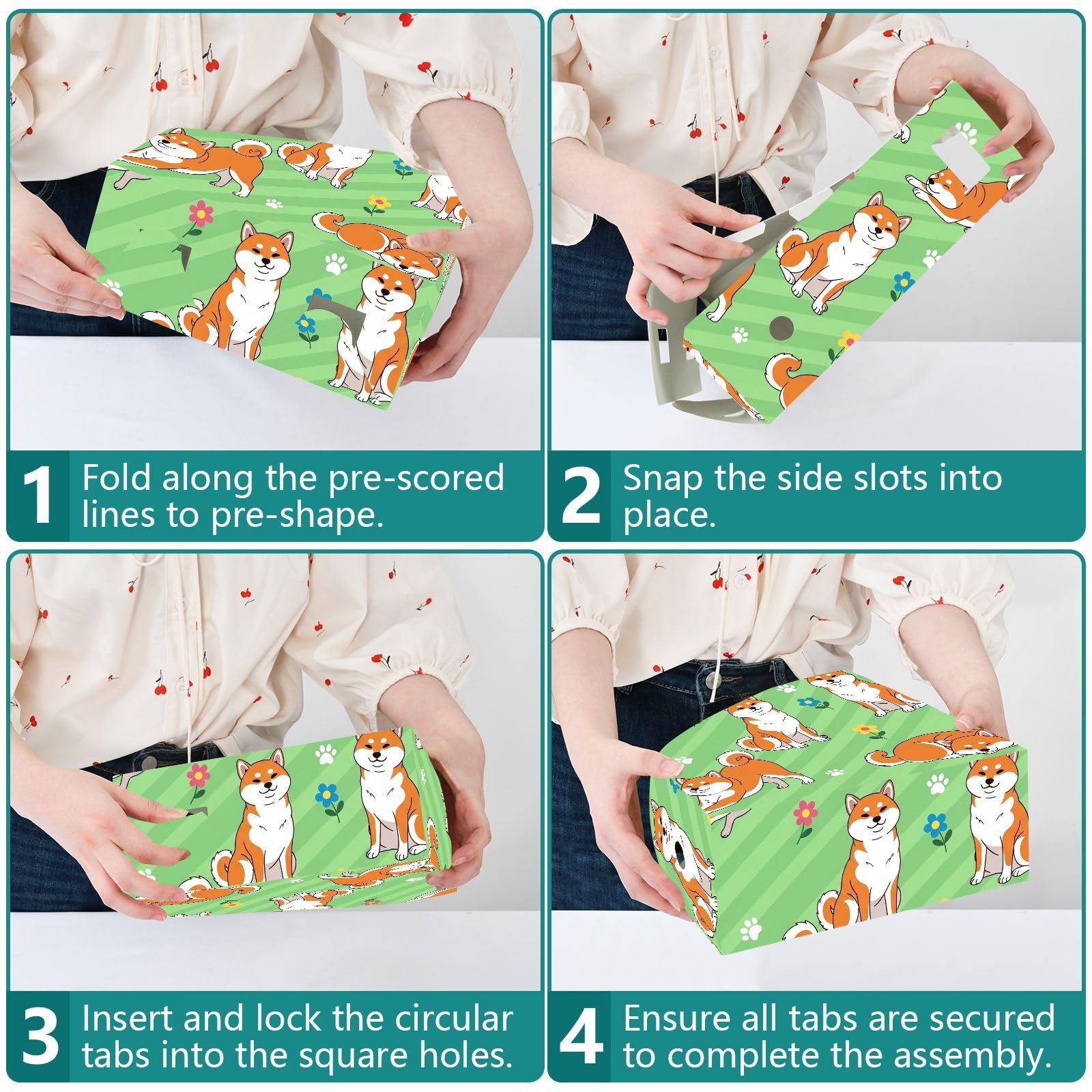 Organiseur de bureau pliable à plat en forme de chien mignon vert
