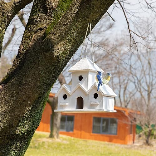 Miniatura 5 de Birdhouse - Casas de pájaros azules de primera calidad para exteriores, atrae hermosas aves a tu jardín y patio  Casas duraderas para pájaros al